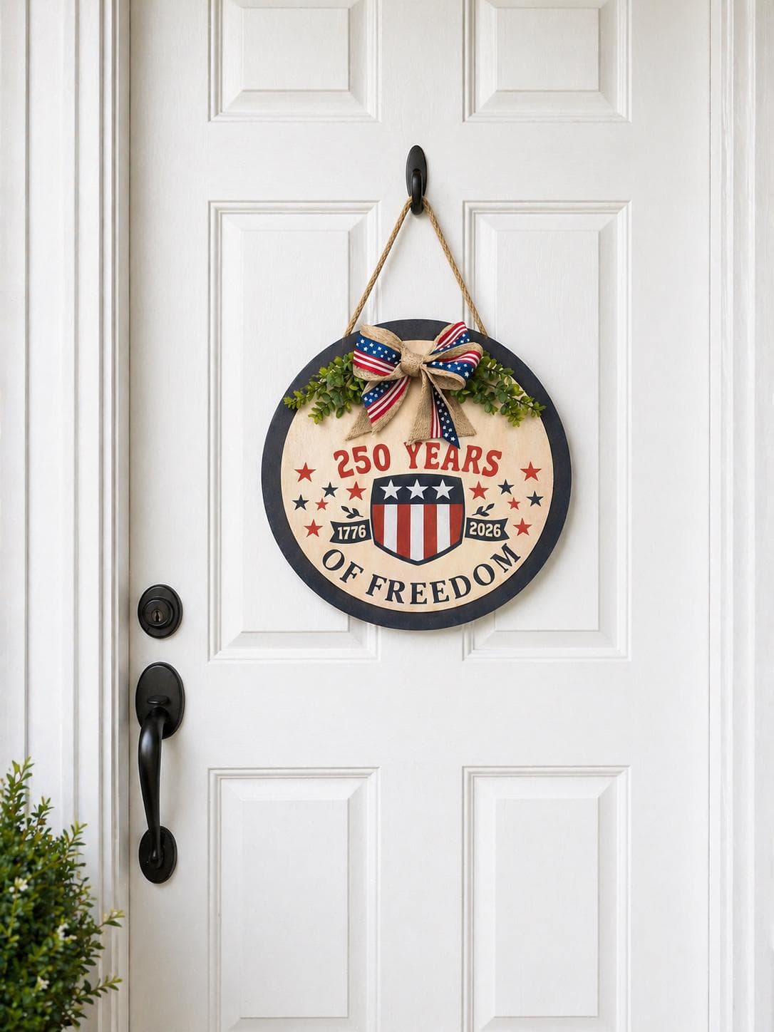America 250 Door Hanger, 250 Years of Freedom Patriotic Door Sign,  4th of July wreath hanger, Summer Porch Sign, Memorial Day Wreath - image 4