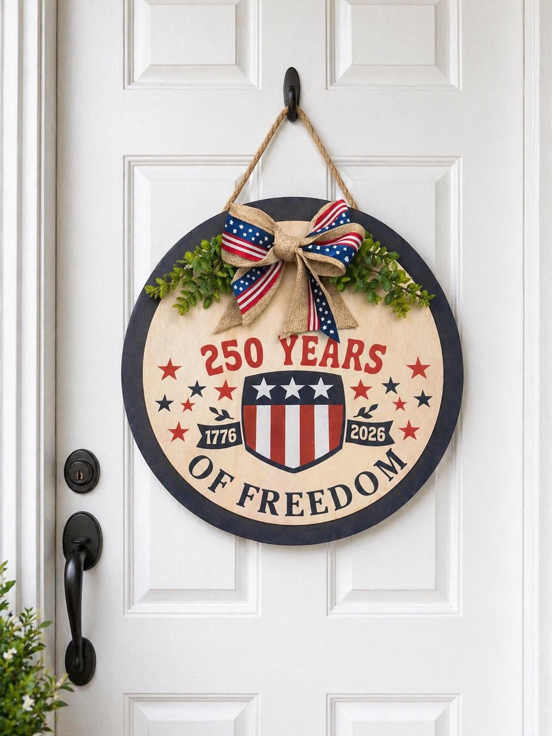 America 250 Door Hanger, 250 Years of Freedom Patriotic Door Sign,  4th of July wreath hanger, Summer Porch Sign, Memorial Day Wreath - image 5
