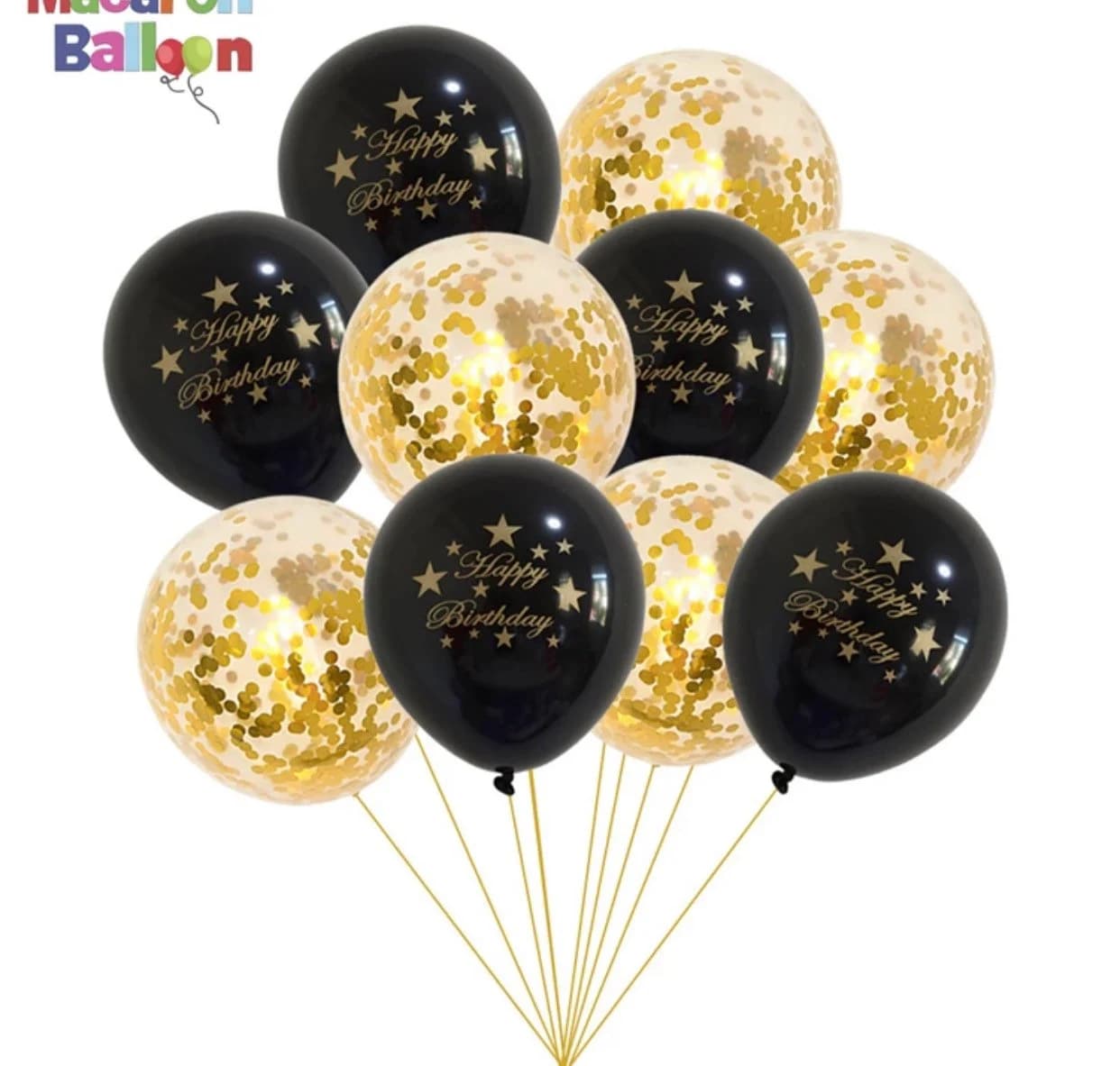 Happy Birthday party balloons with confetti