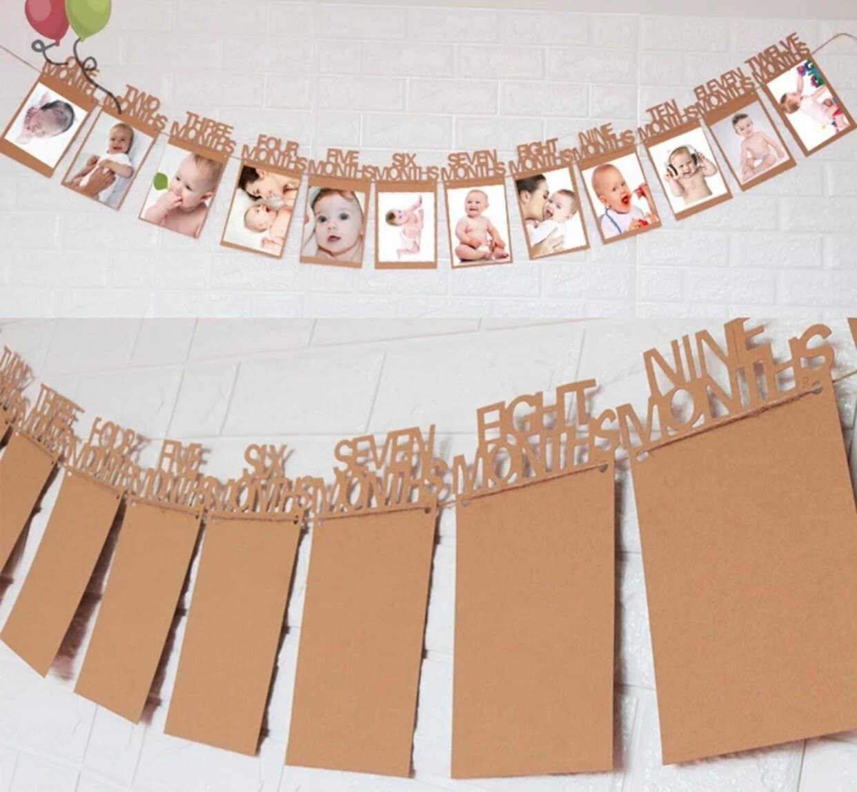 Baby 1-12 Month Photo Banner, First Birthday Bunting Garland - image 4