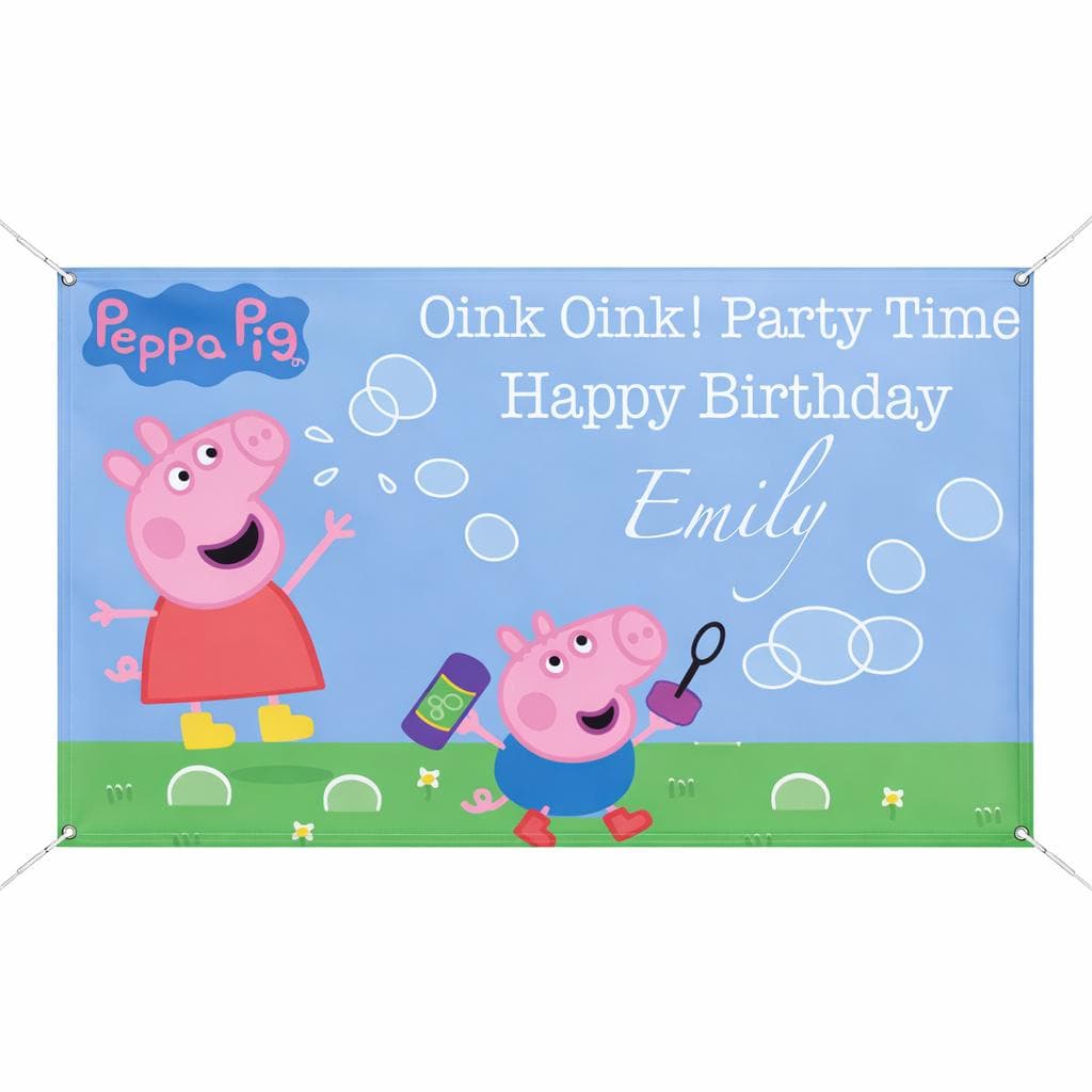 Custom Peppa Pig Birthday Banner | Kids Party Backdrop - image 3