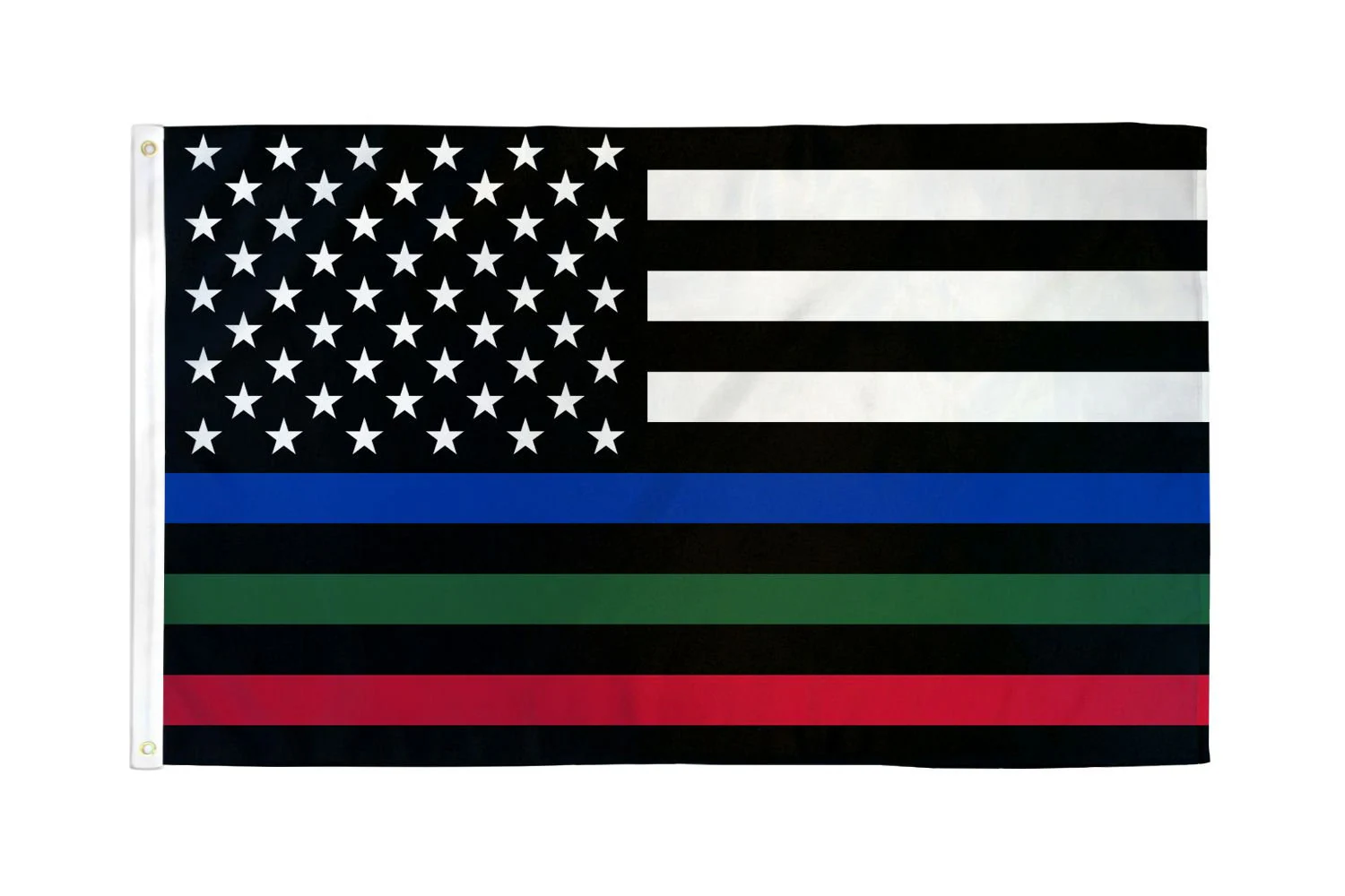 U.S.A. 3 Lines 3x5 Flag/ Thin Blue, Green, Red Line U.S.A. Flag