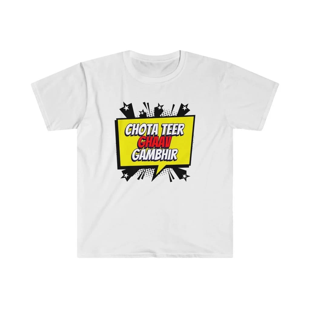 Mumbai T-Shirt, Chota Teer Ghav Gambhir Hindi Bollywood Funny Unisex Softstyle T-Shirt - image 3