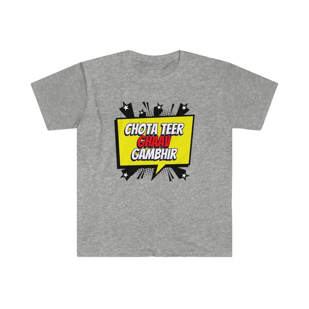 Mumbai T-Shirt, Chota Teer Ghav Gambhir Hindi Bollywood Funny Unisex Softstyle T-Shirt - image 4