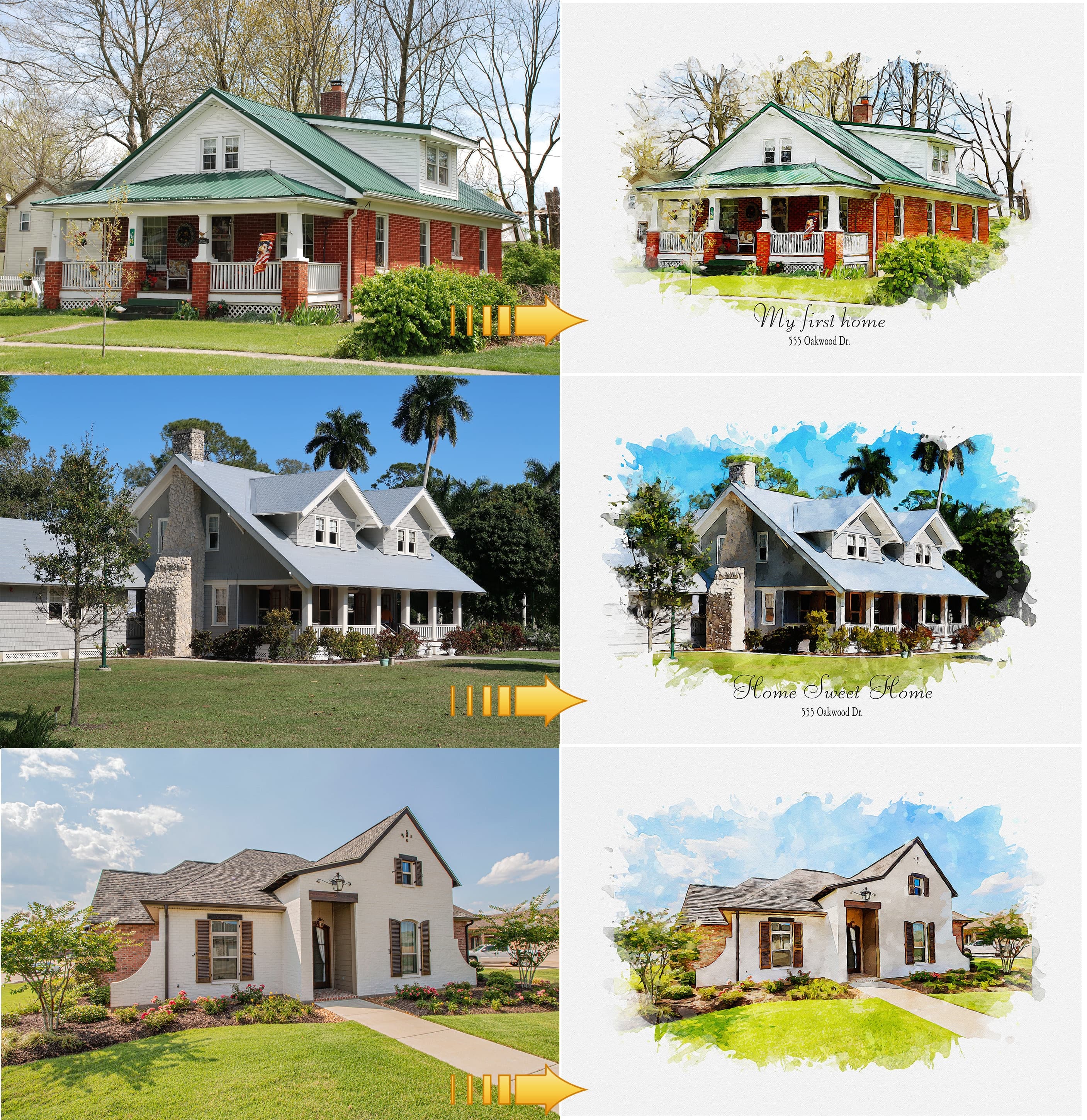 Personalized and customized House Watercolor Portrait Digital Version Only for Housewarming  or First Home Gift or Realtor House Gift - image 4