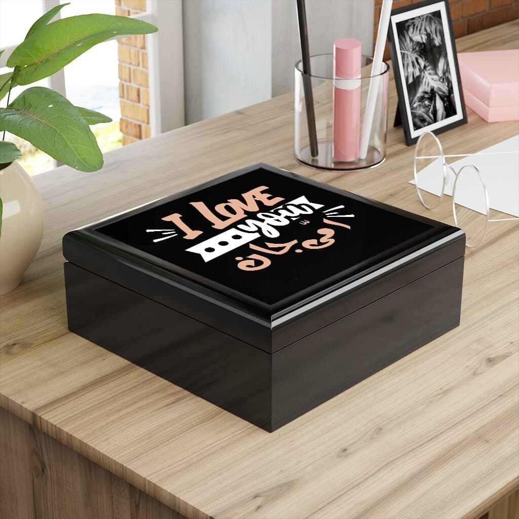 I love you Abbu, Ammi, Bhai, Behen Baji, Family, Custom Printed Ceramic Tile Personalized Jewelry Box - image 5