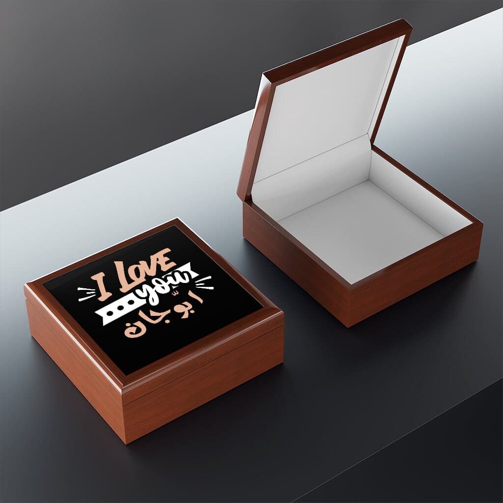 I love you Abbu, Ammi, Bhai, Behen Baji, Family, Custom Printed Ceramic Tile Personalized Jewelry Box - image 4