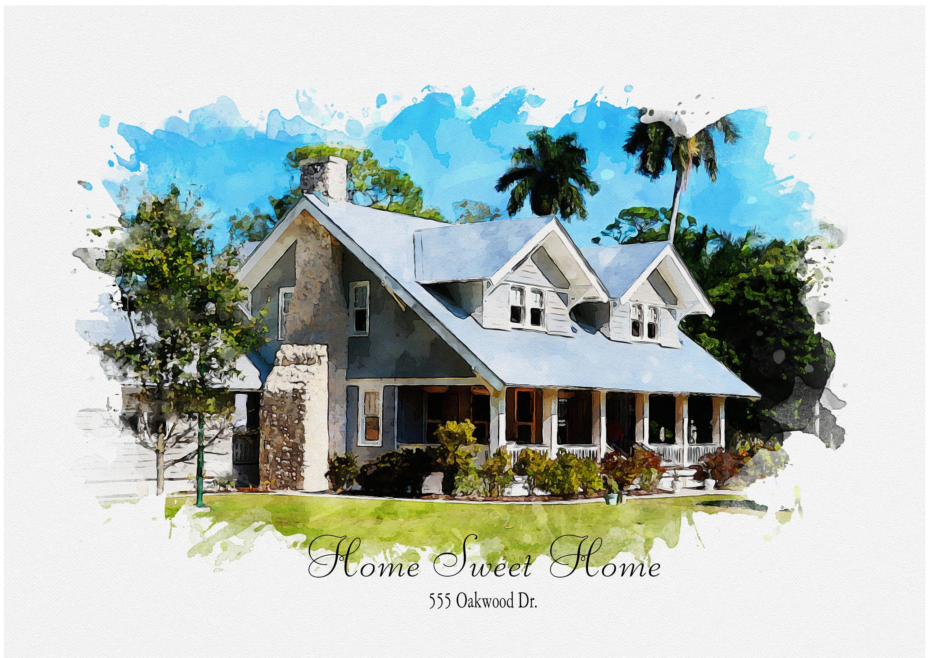 Personalized and customized House Watercolor Portrait Digital Version Only for Housewarming  or First Home Gift or Realtor House Gift - image 3