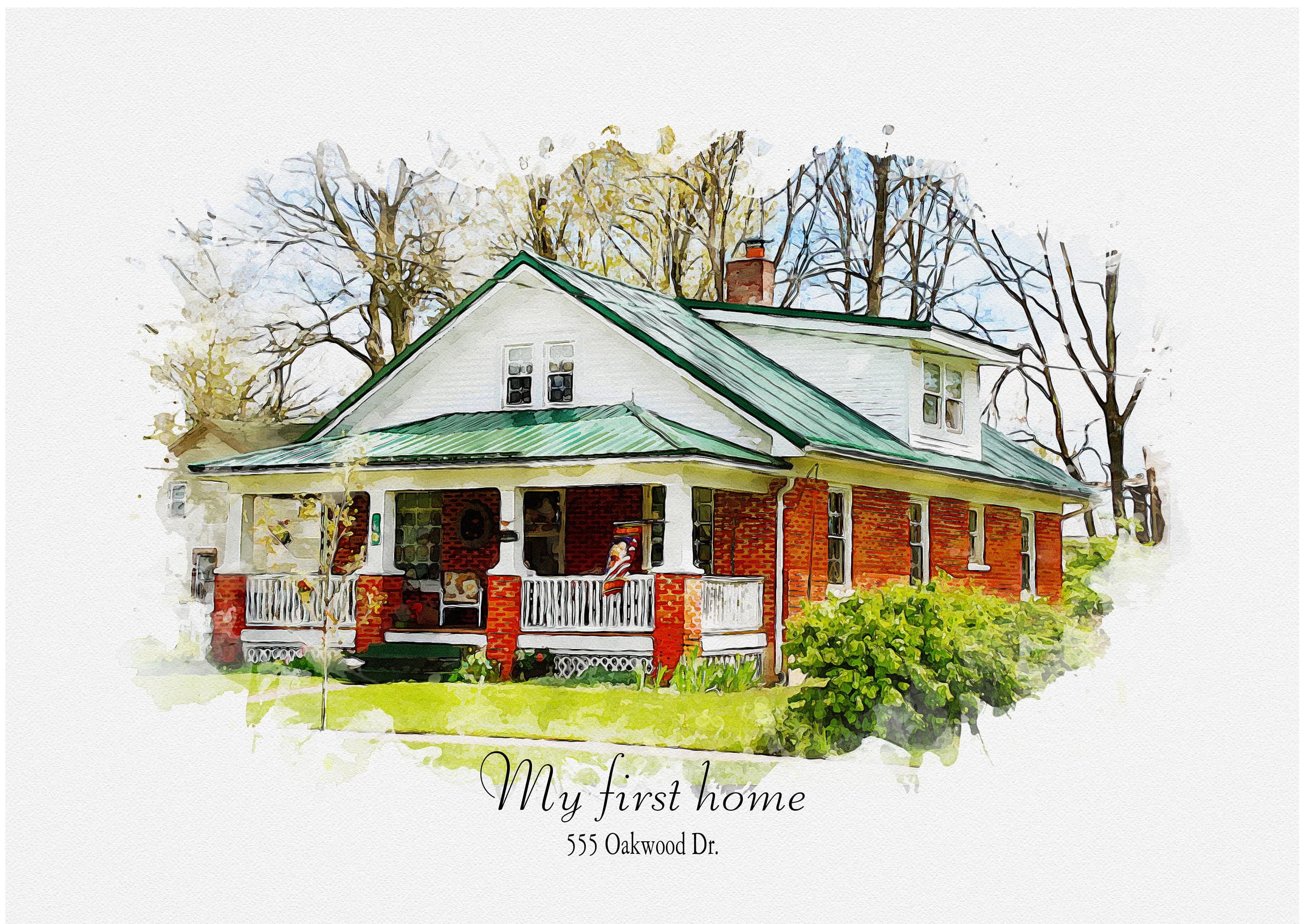 Personalized and customized House Watercolor Portrait Digital Version Only for Housewarming  or First Home Gift or Realtor House Gift - image 5