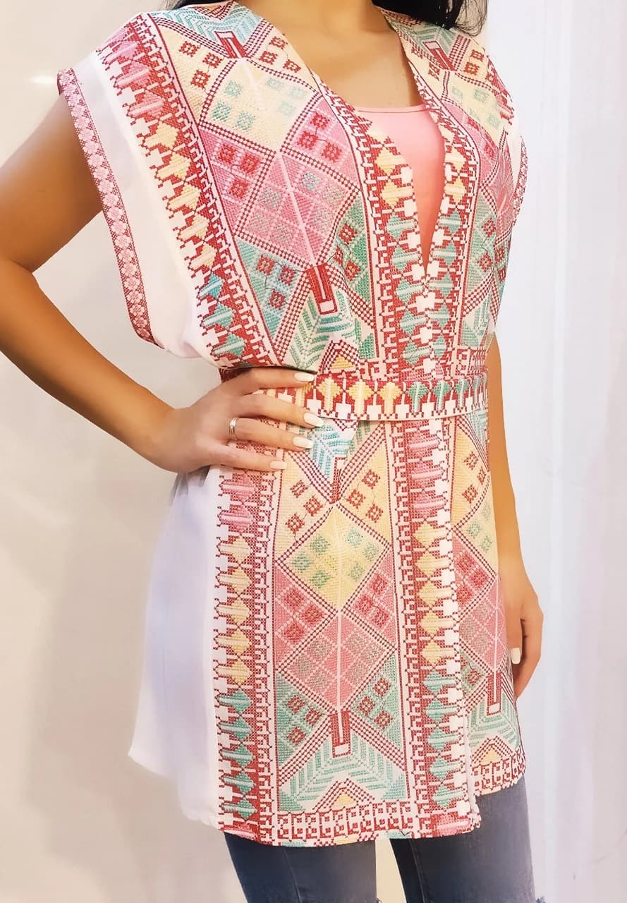 Long Sleeveless Embroidery Palestinian Vest
