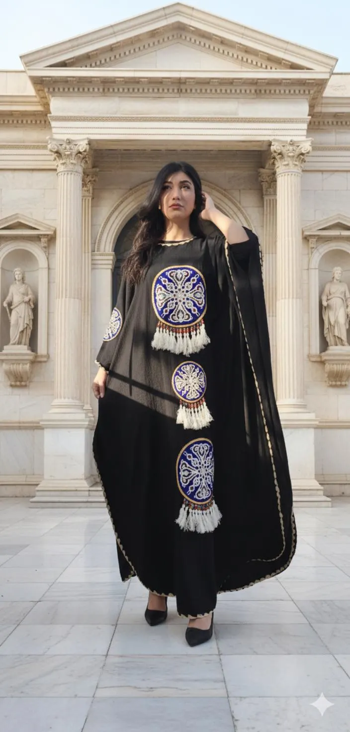 Kaftan Style Linen Butterfly Abaya