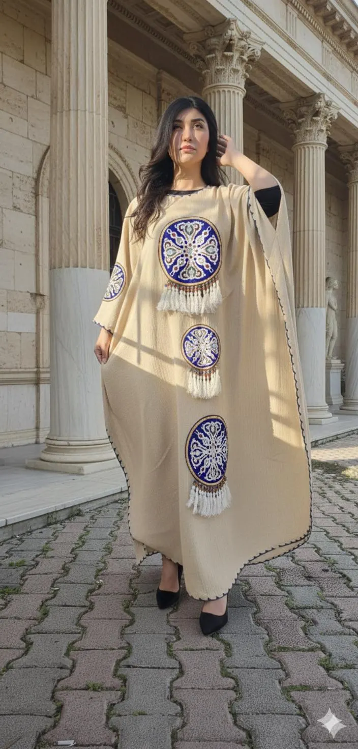 Kaftan Style Linen Butterfly Abaya - image 4