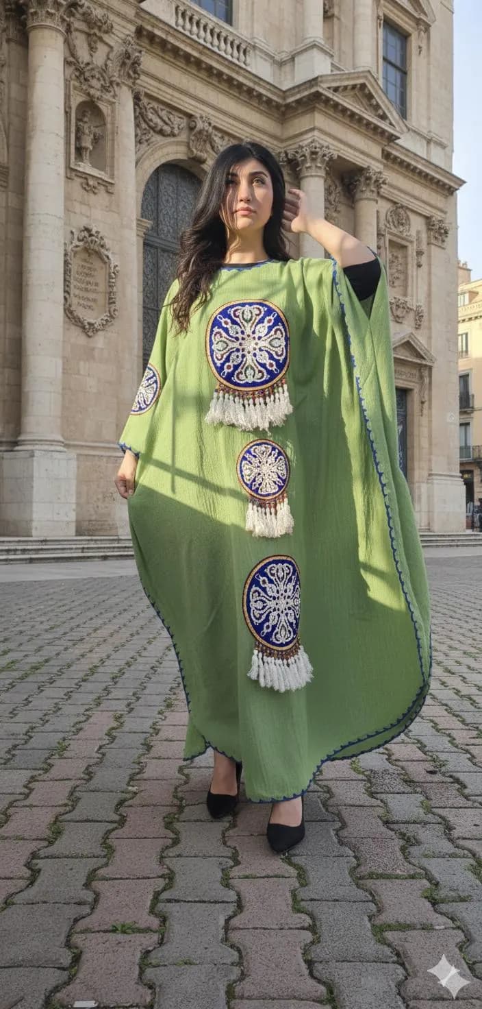 Kaftan Style Linen Butterfly Abaya - image 3