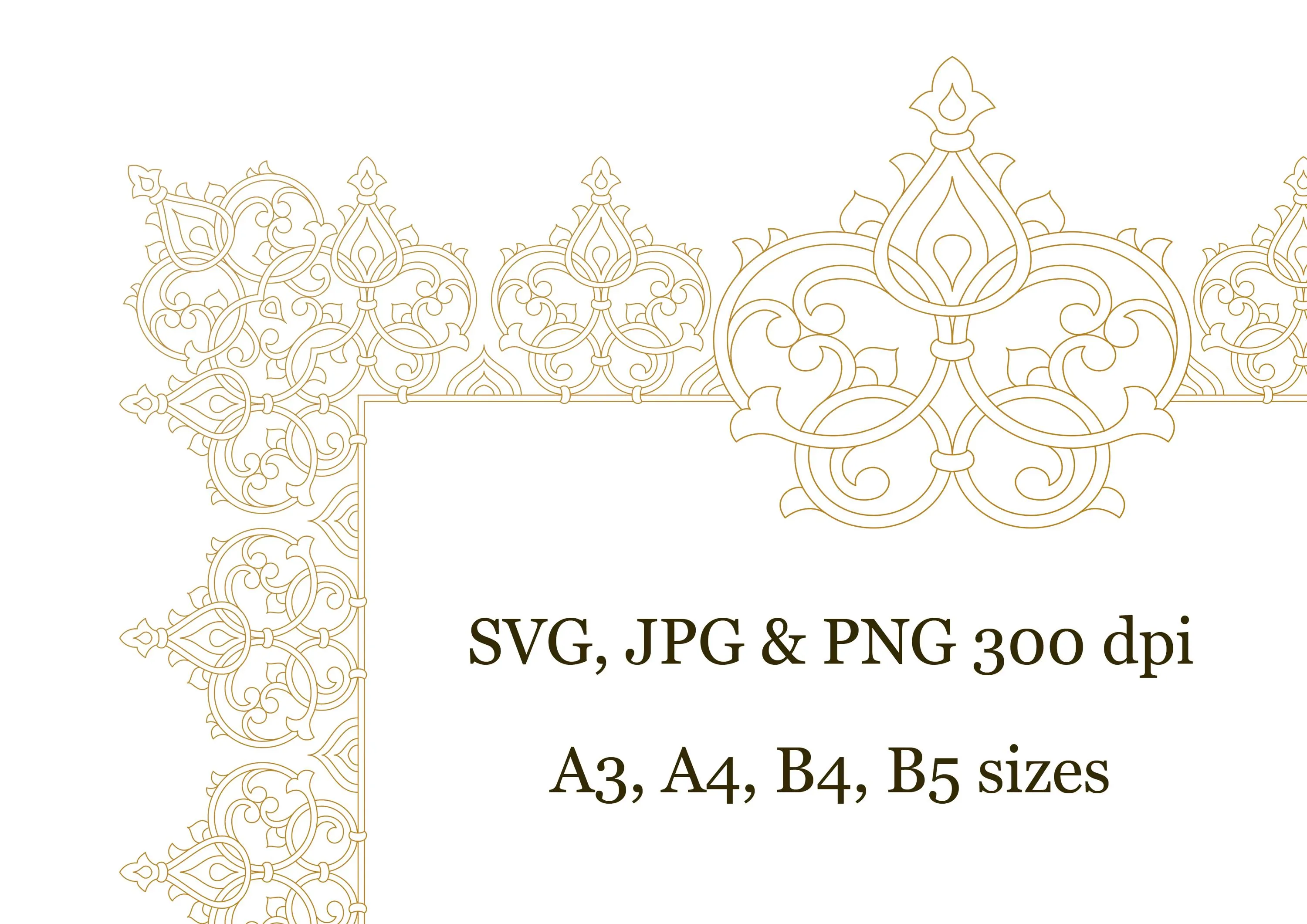 Persian arabic gold border SVG. Arabic calligraphy border.Gold digital frame. Islamic art. Oriental border ornament. Persian border design - image 5