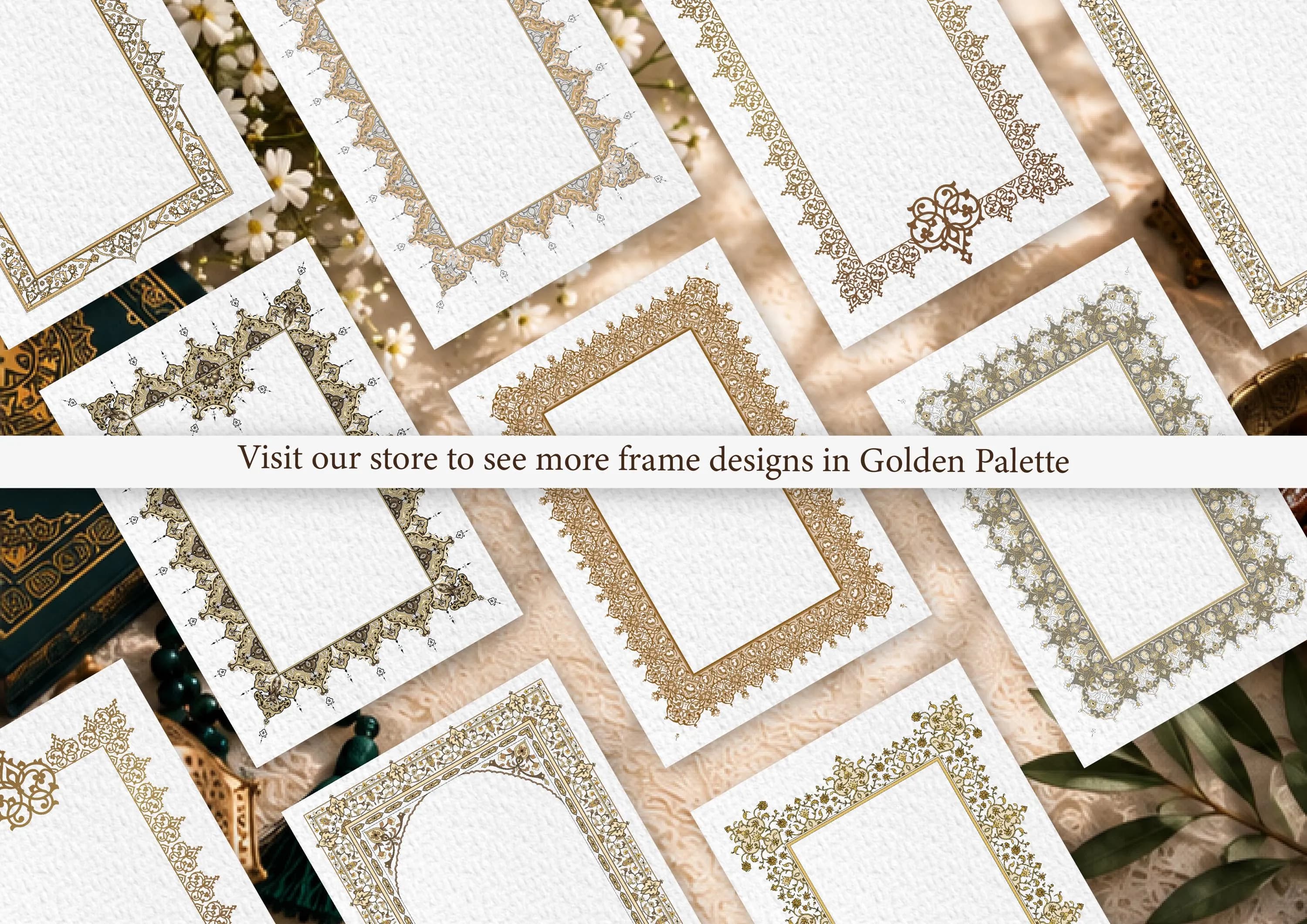 Islamic illumination. Border Tazhib. Traditional isalmic pattern.  Arabic wall decor. Persian oriental ornament. Digital frame print. - image 4