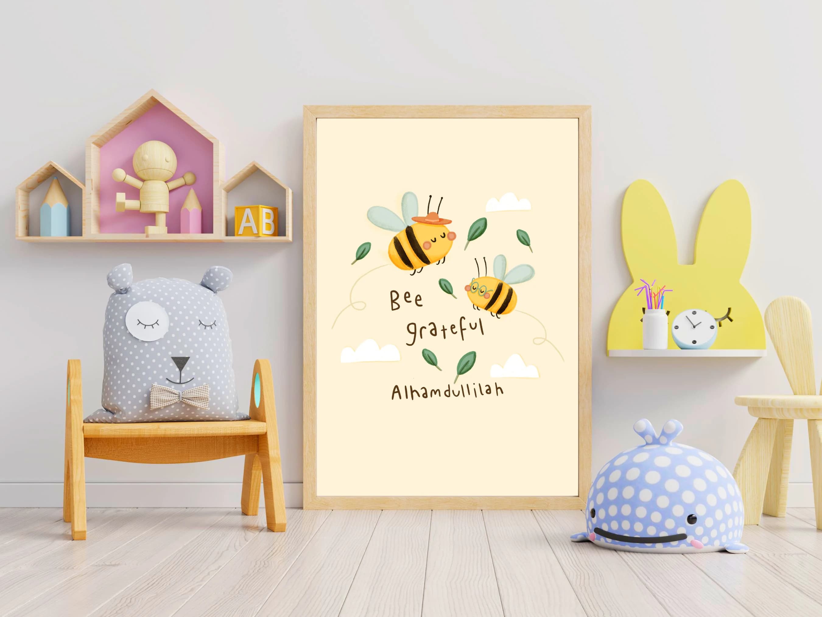 Bee Grateful Alhamdullilah Print: Islamic Kids Wall Art - image 3