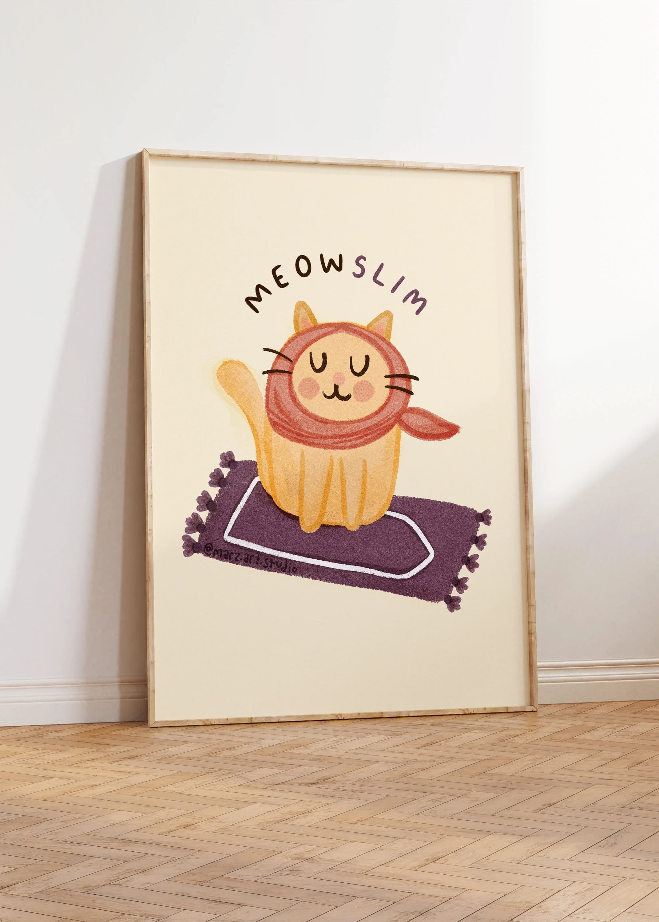 Islamic Kids Print: 'Meow-slim' Cat Art - image 3