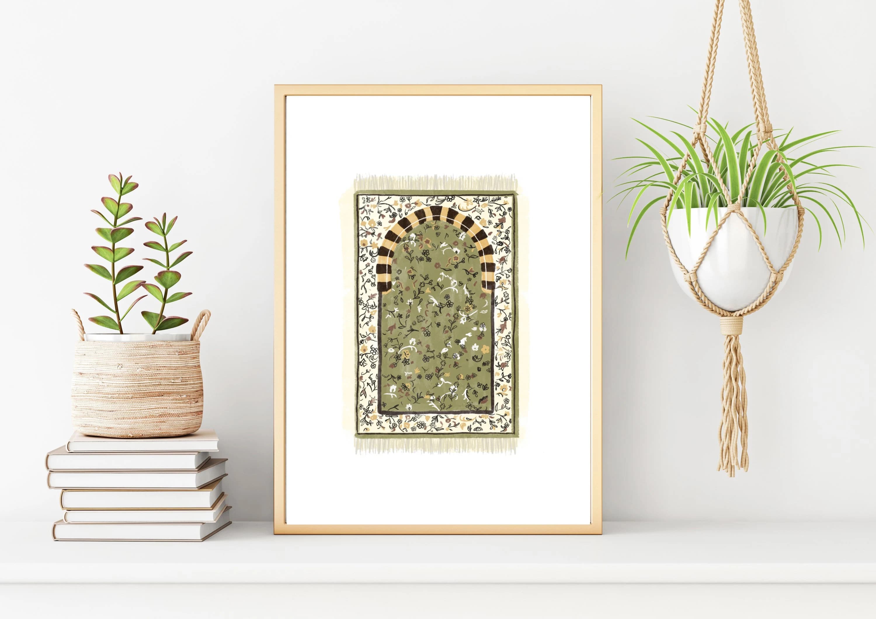 Masjid Nabwi Rawdah Prayer Mat Print: Islamic Wall Art (Unframed)