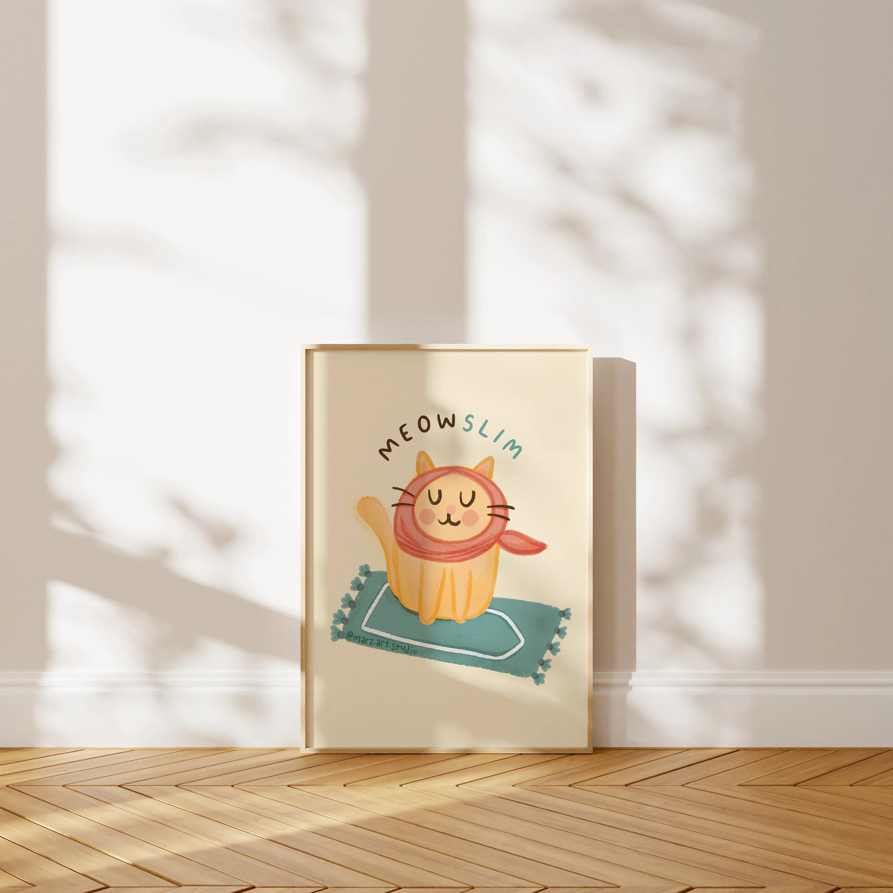 Islamic Kids Print: 'Meow-slim' Cat Art