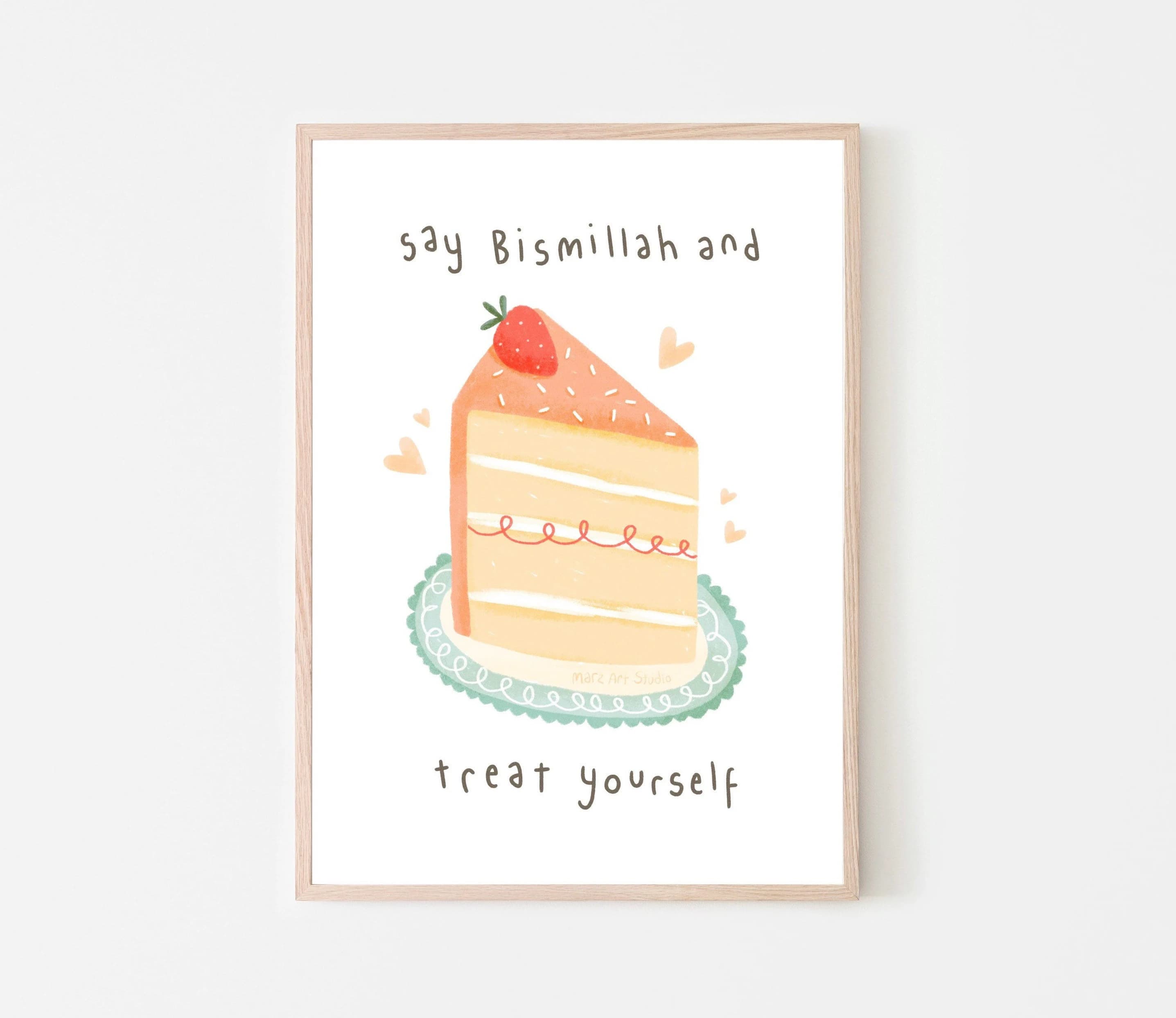 Say Bismillah Print | Islamic Wall Art | Islamic Print | Muslim | Islamic Kitchen Print | kitchen Wall Art | Islamic Quote | Cake Print