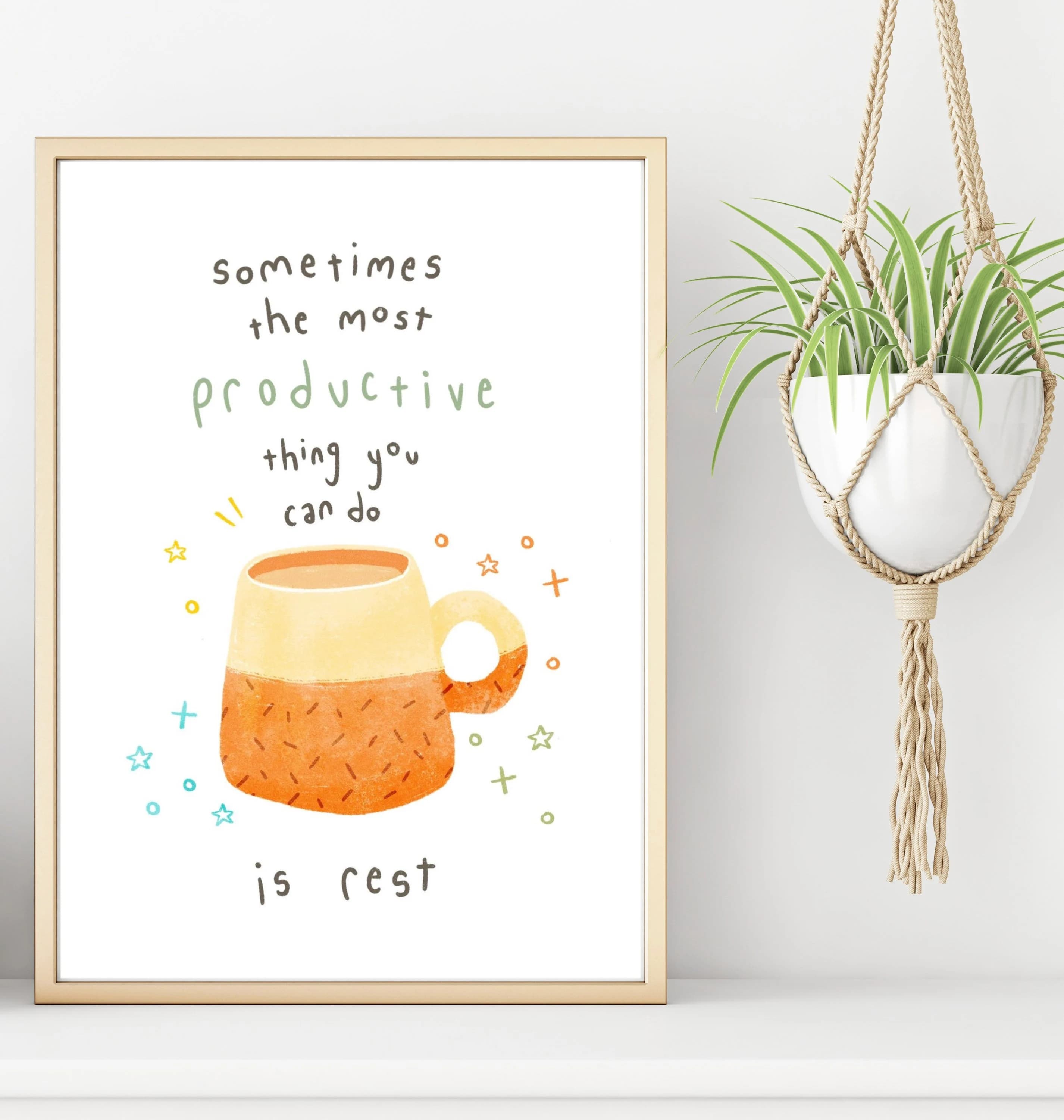 Self Care Quote Print | Motivational Quote | Kitchen Wall Art | Inspiring Wall Art | Digital Prints | Illustration | Digital Download | Tea - image 5