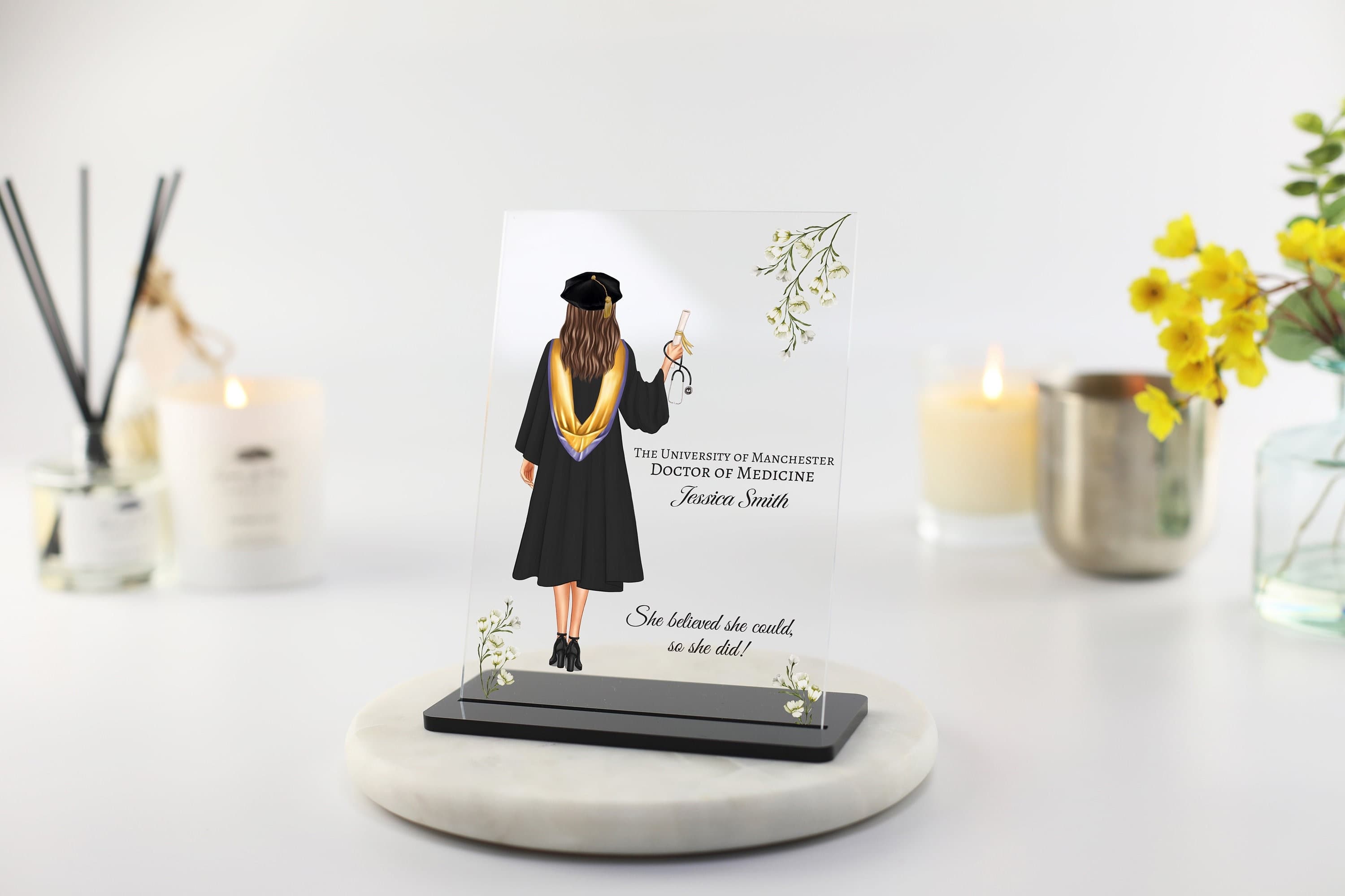 PhD Graduation Gift, Graduation Plaque, Doctorate Grad Gift for Her, Graduation Gifts Doctor, Professor Gift, Congratulations Acrylic Plaque
