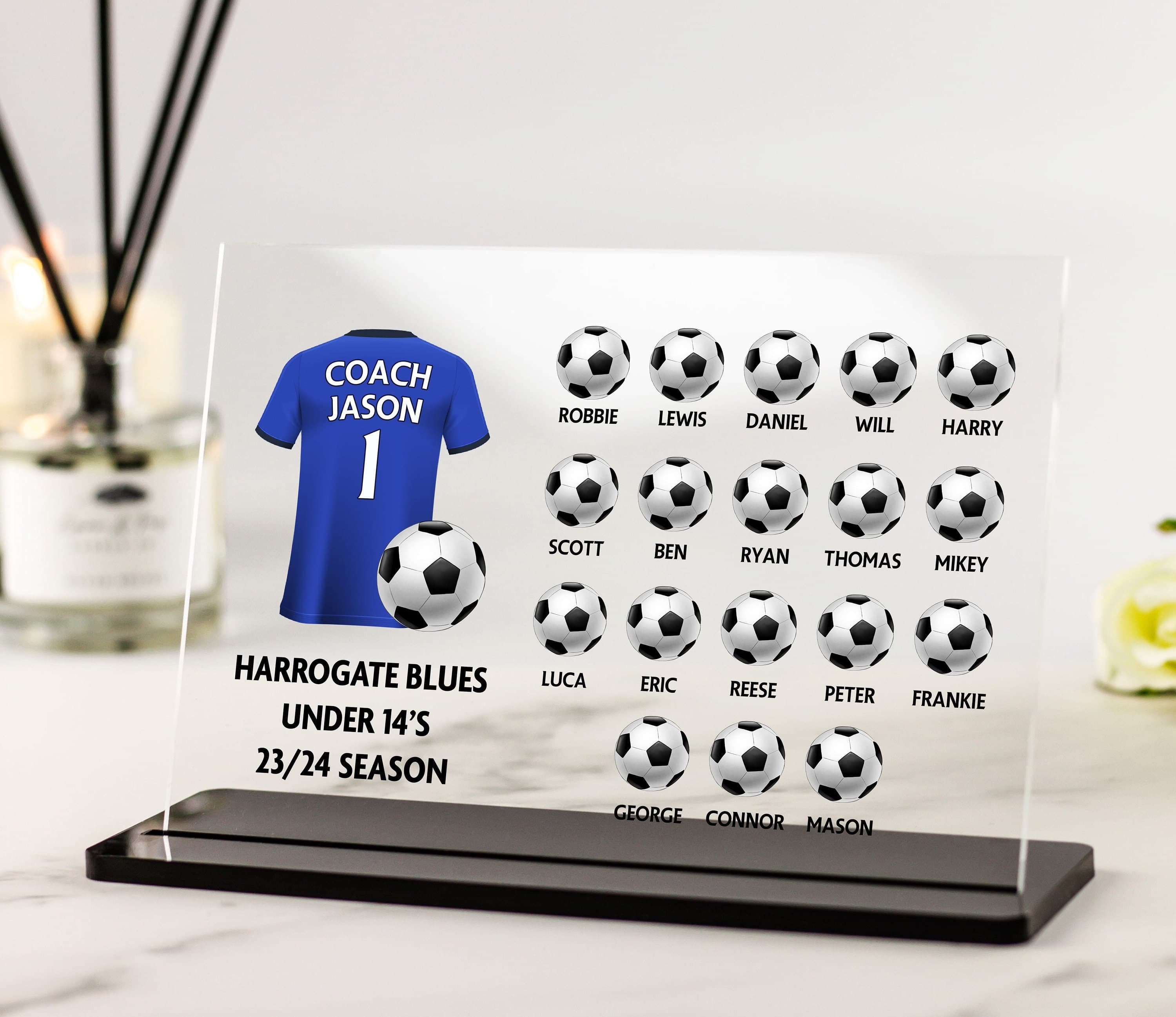 Personalised Football Coach Gift, Thank you Gift from Team, Coach Appreciation Gift, Gift from Team, End of Season Manager Acrylic Plaque