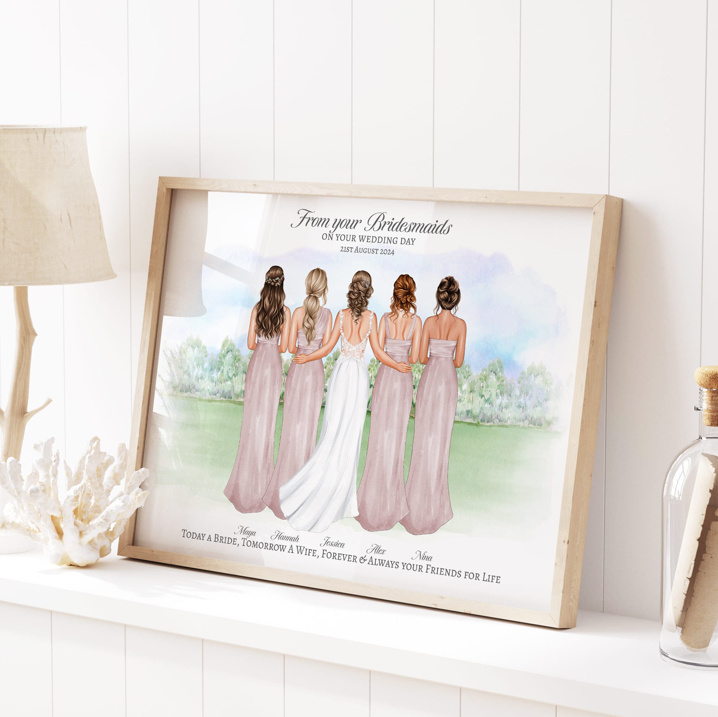 From your Bridesmaids Gift to Bride, Bride to Be Gift, Bridal Party Gift, Custom Bridal Party Print, Bride Gift Personalised Wedding Gift