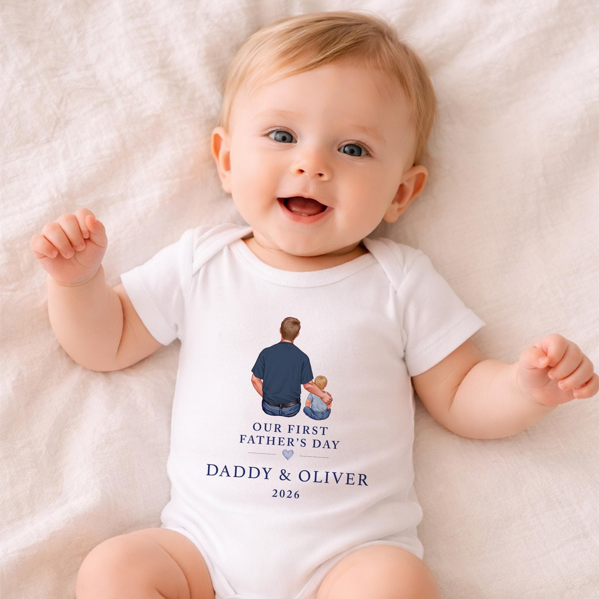 1st Fathers Day Baby Vest, Personalised First Fathers Day Baby Grow, Daddy And Baby TShirt Gift