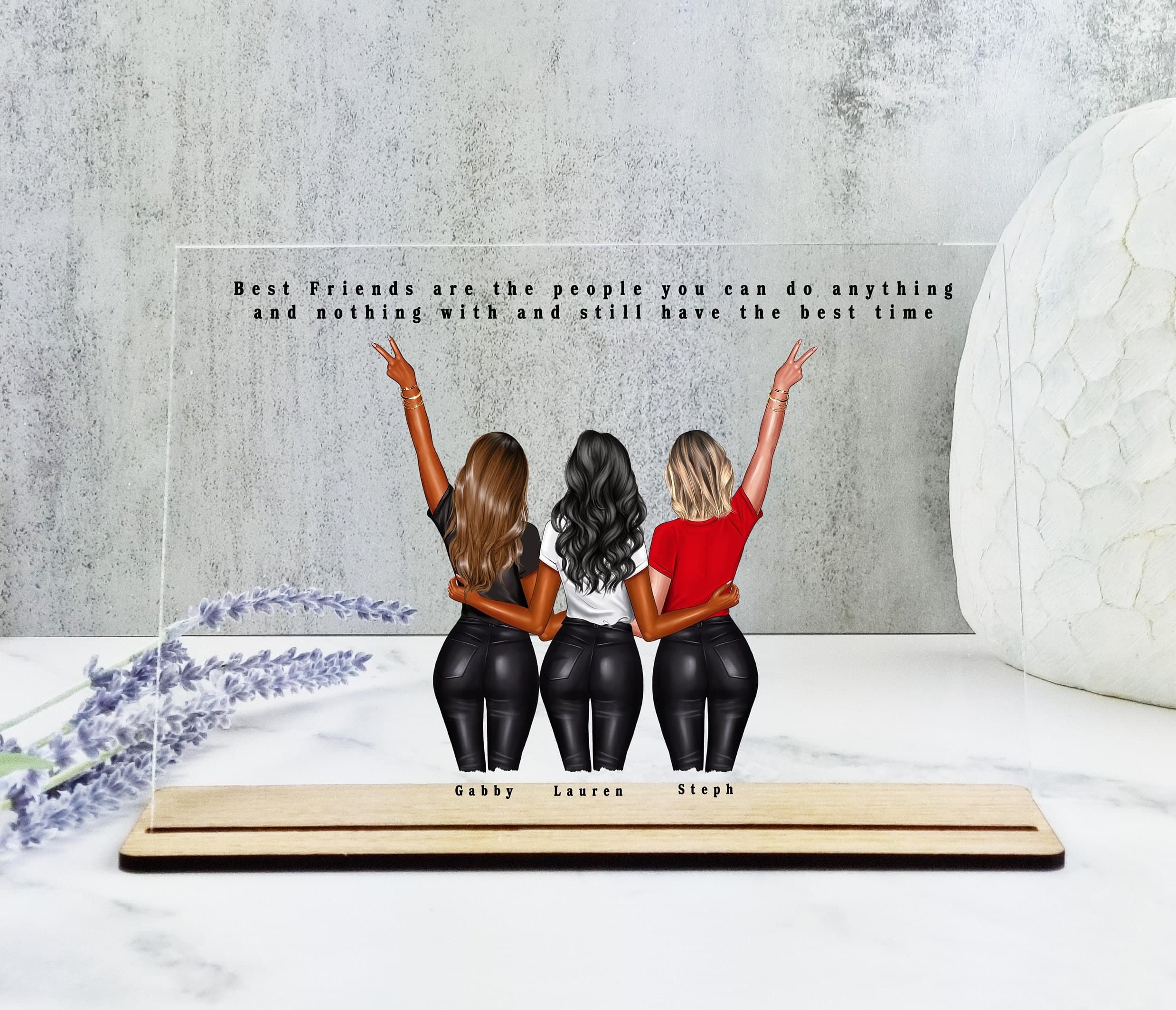Birthday Best Friend Gift, 3 Friends Best Friend Print, Friendship Gift,BFF Personalised Gift,Custom Acrylic Plaque with Stand, Custom Quote - image 3