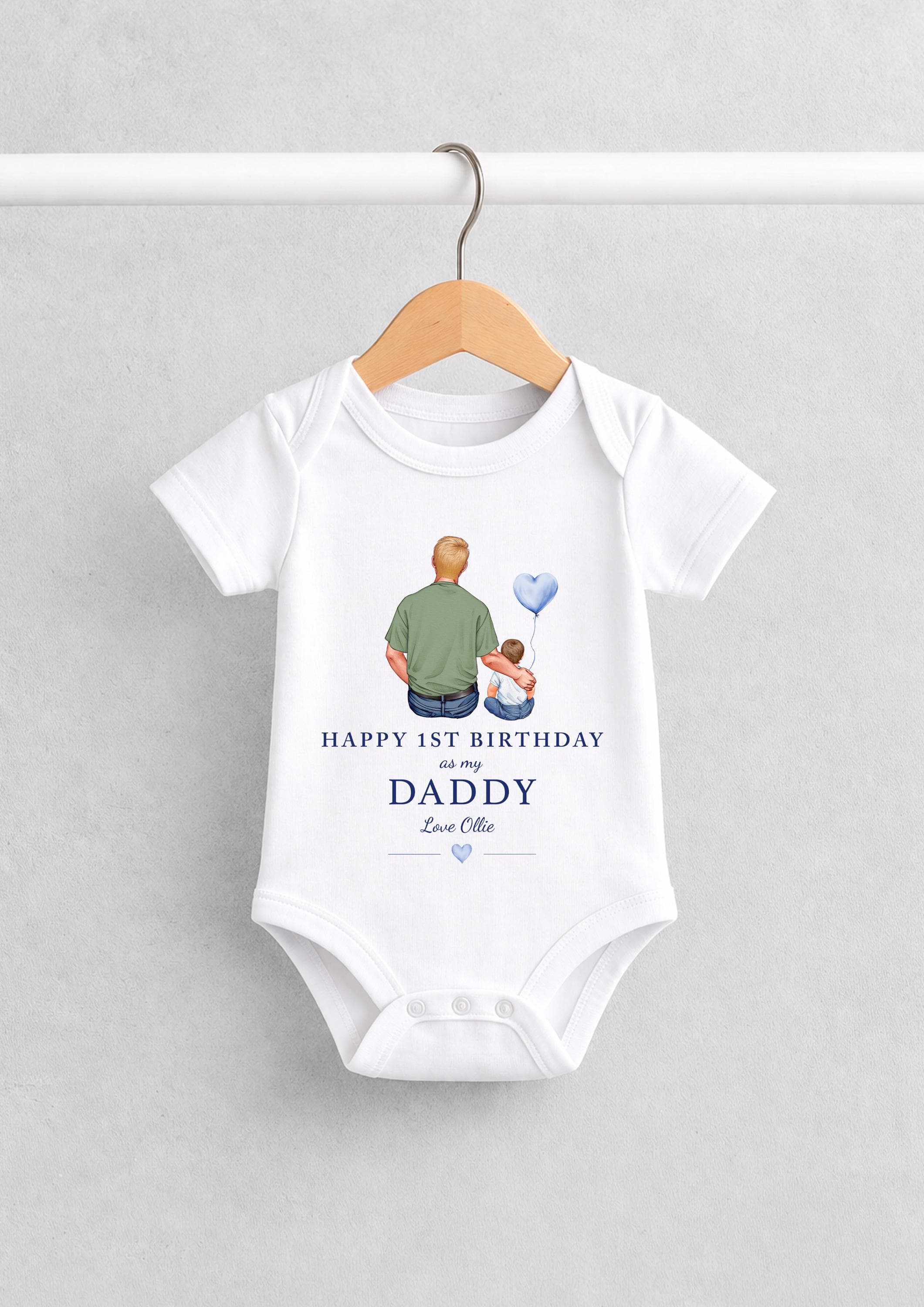 Personalised Happy 1st Birthday As My Daddy Baby Grow, Daddy Birthday Gift From Son, Baby Boy Vest, Custom Character Outfit