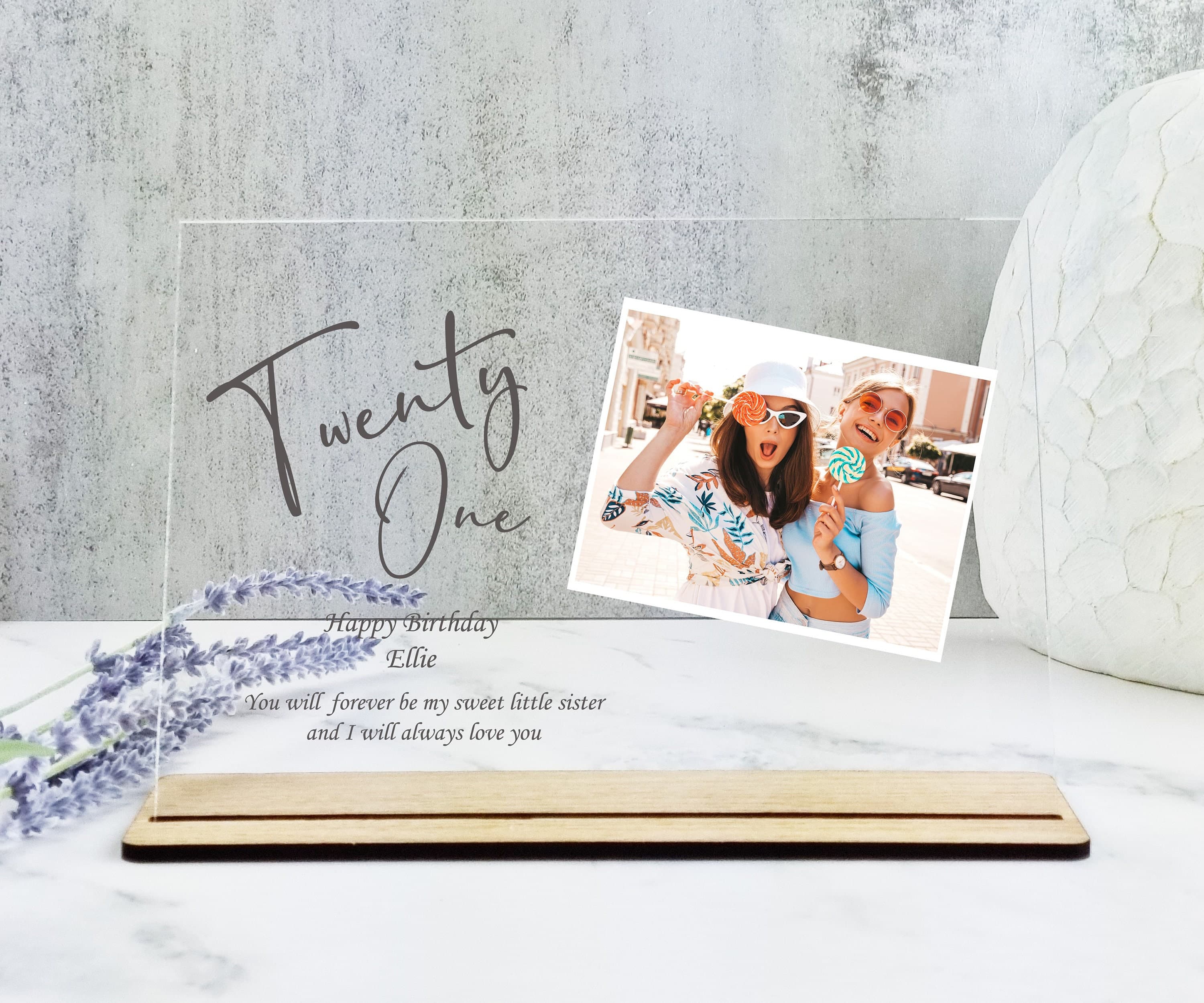 21st Birthday Sister Gift, Photo Gift for Her, Little Sister Birthday, Personalised Gift, Custom Acrylic Plaque with Stand, Photo Keepsake - image 3