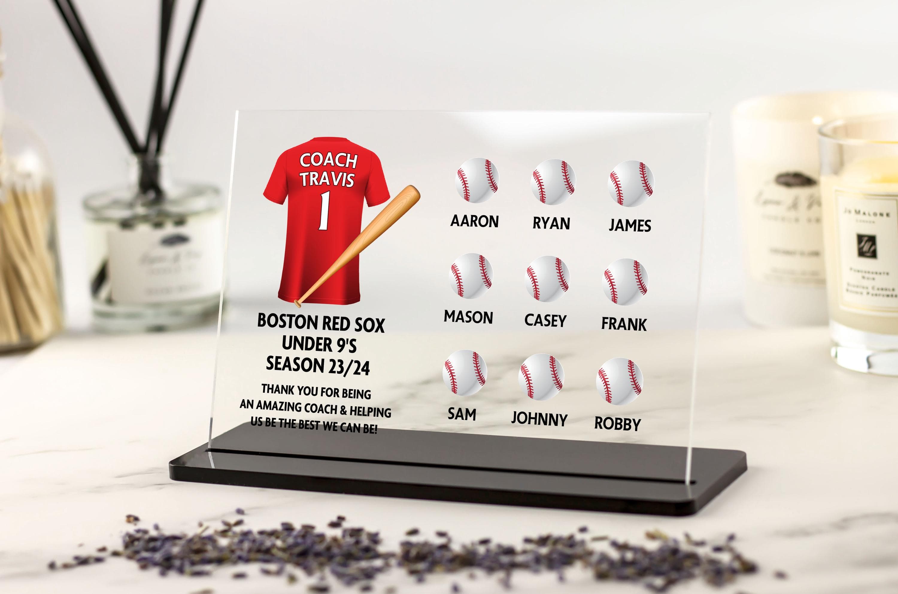 Personalised Baseball Coach Gift, Thank you Gift from Team, Coach Appreciation Gift, Gift from Team, End of Season Manager Acrylic Plaque