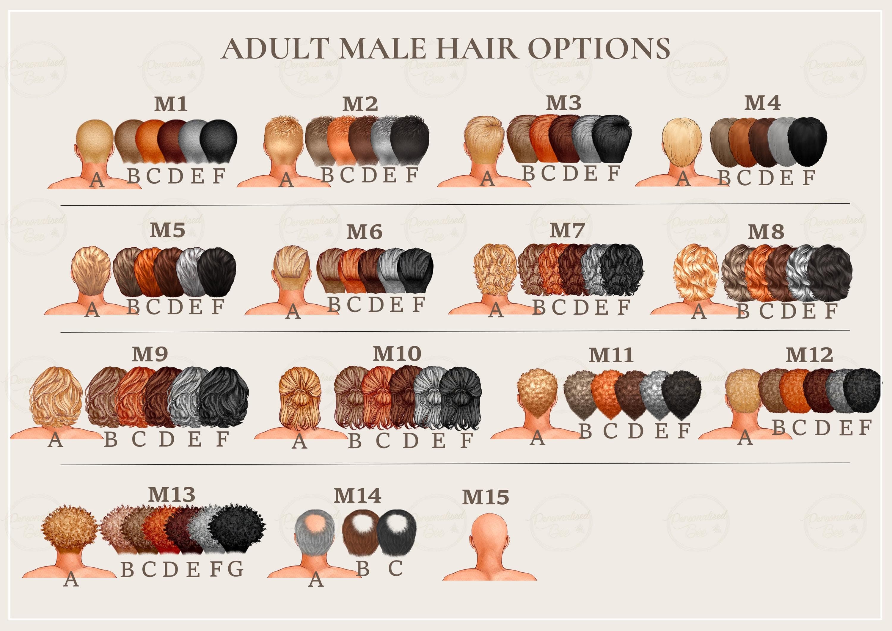 Adult male hair options for custom illustrated Daddy and baby Happy 1st birthday as my daddy baby outfit