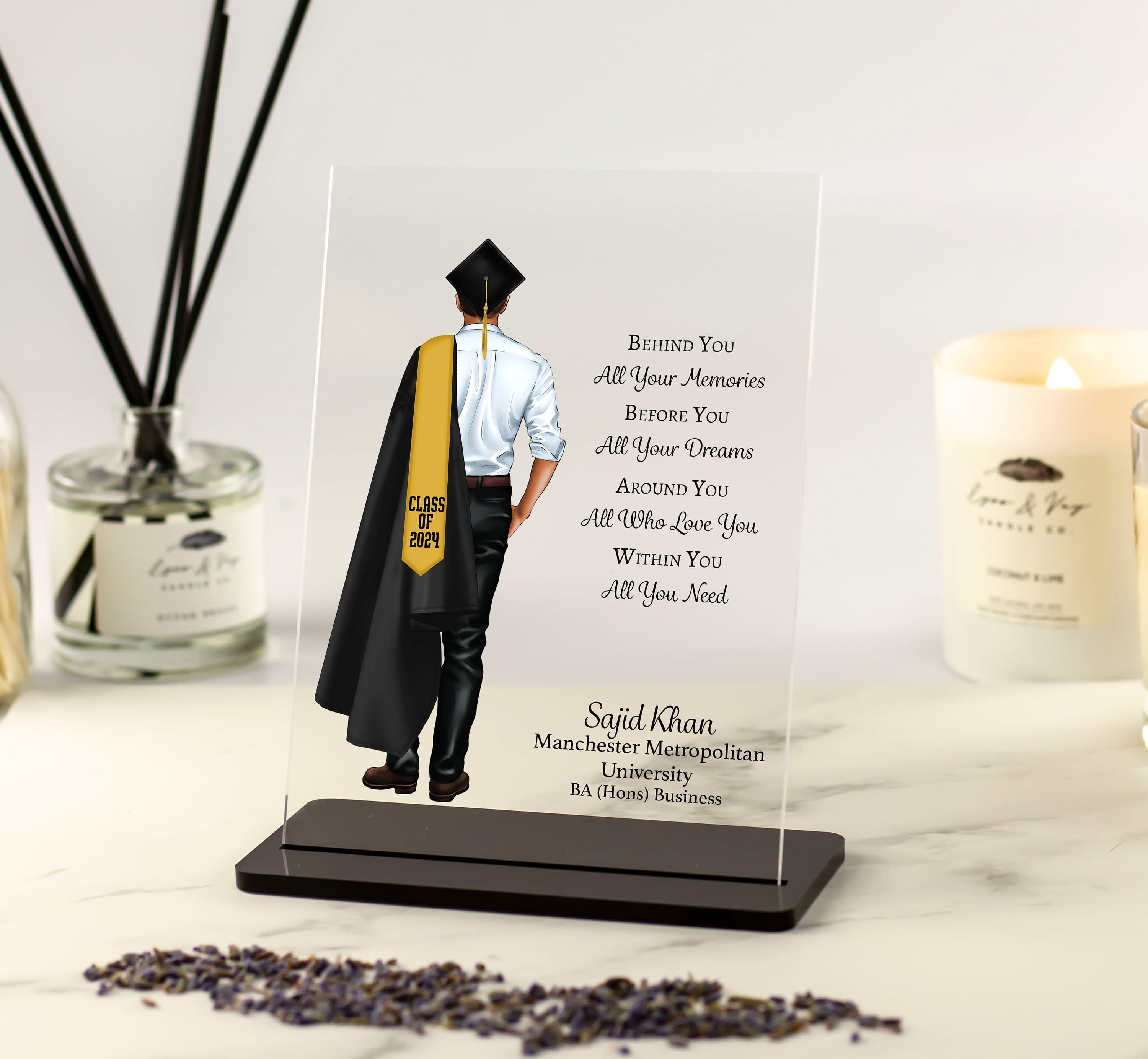 Graduation Gift for Him, Personalised Grad Gift, Congratulations Gift, Class of 2024 2025 Gift for Son, Grandson, Graduation Acrylic Plaque