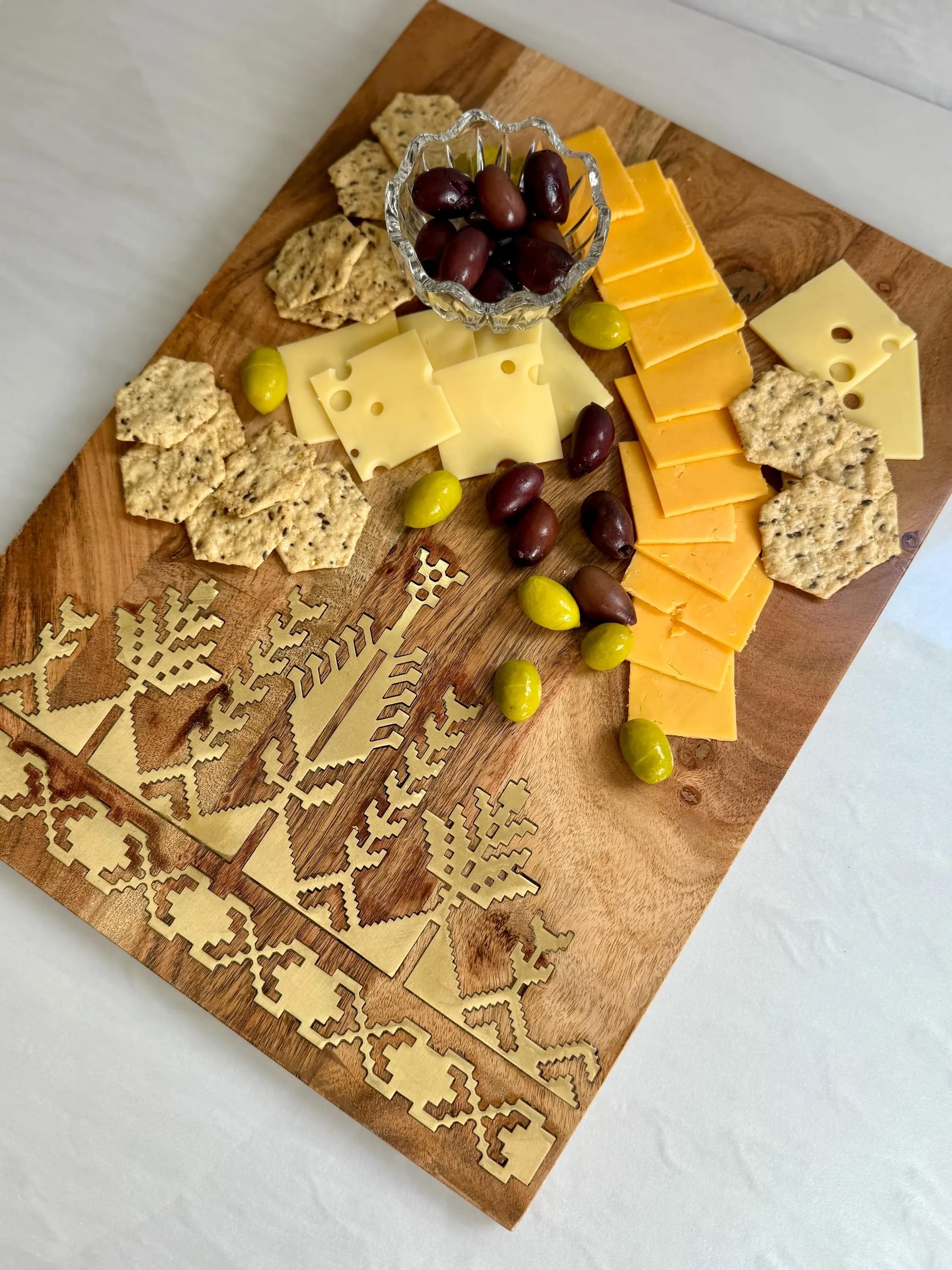 Charcuterie Cheese Tatreez Large Metal Engraved Cutting Board | Ramadan Eid Gift Table Decor - image 3