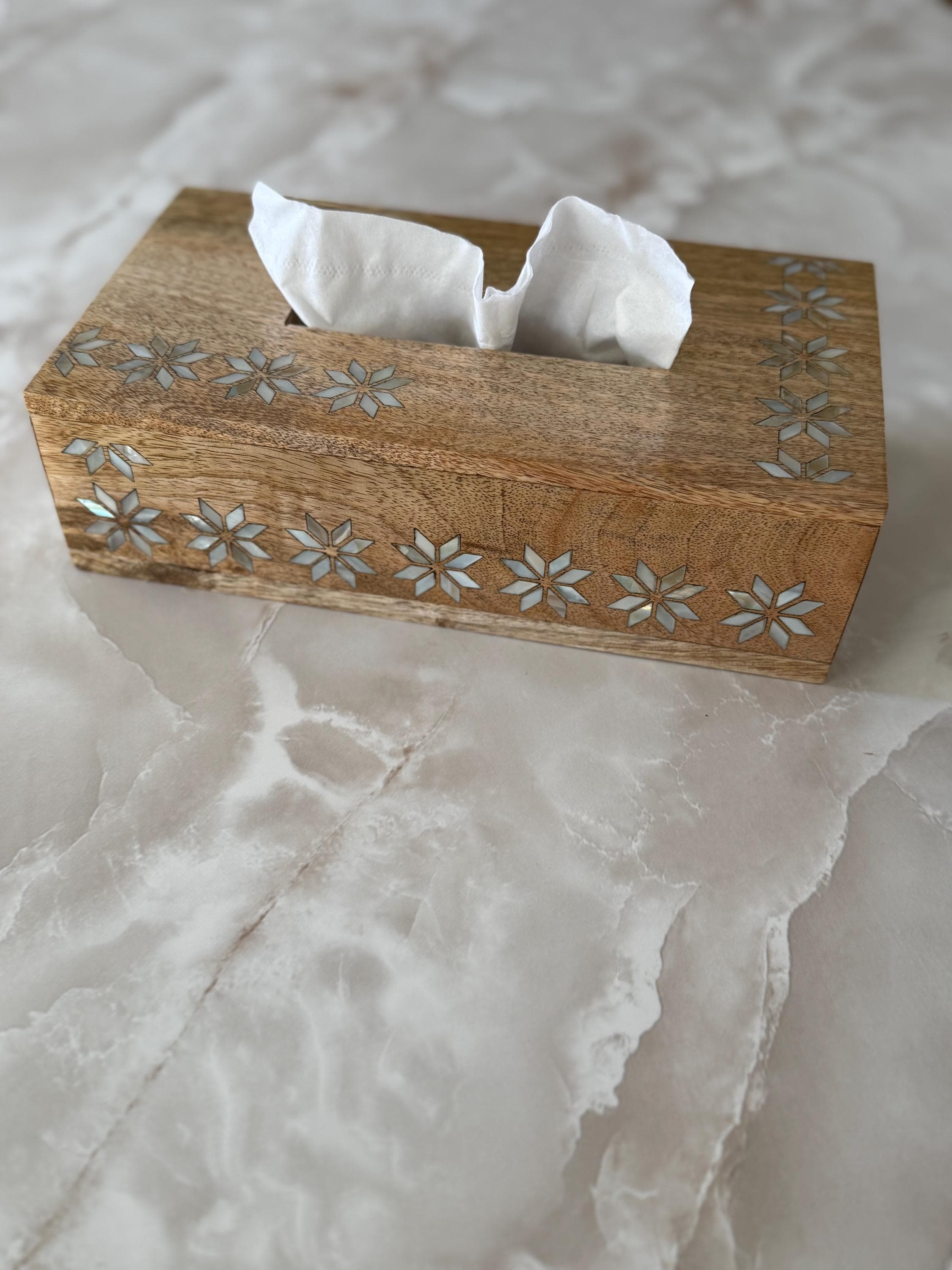 Mango Wood Tissue Box Cover, Mother of Pearl Tatreez Inlay, Palestinian Decor, Luxury Wooden Tissue Holder, Middle Eastern Home Decor - image 5