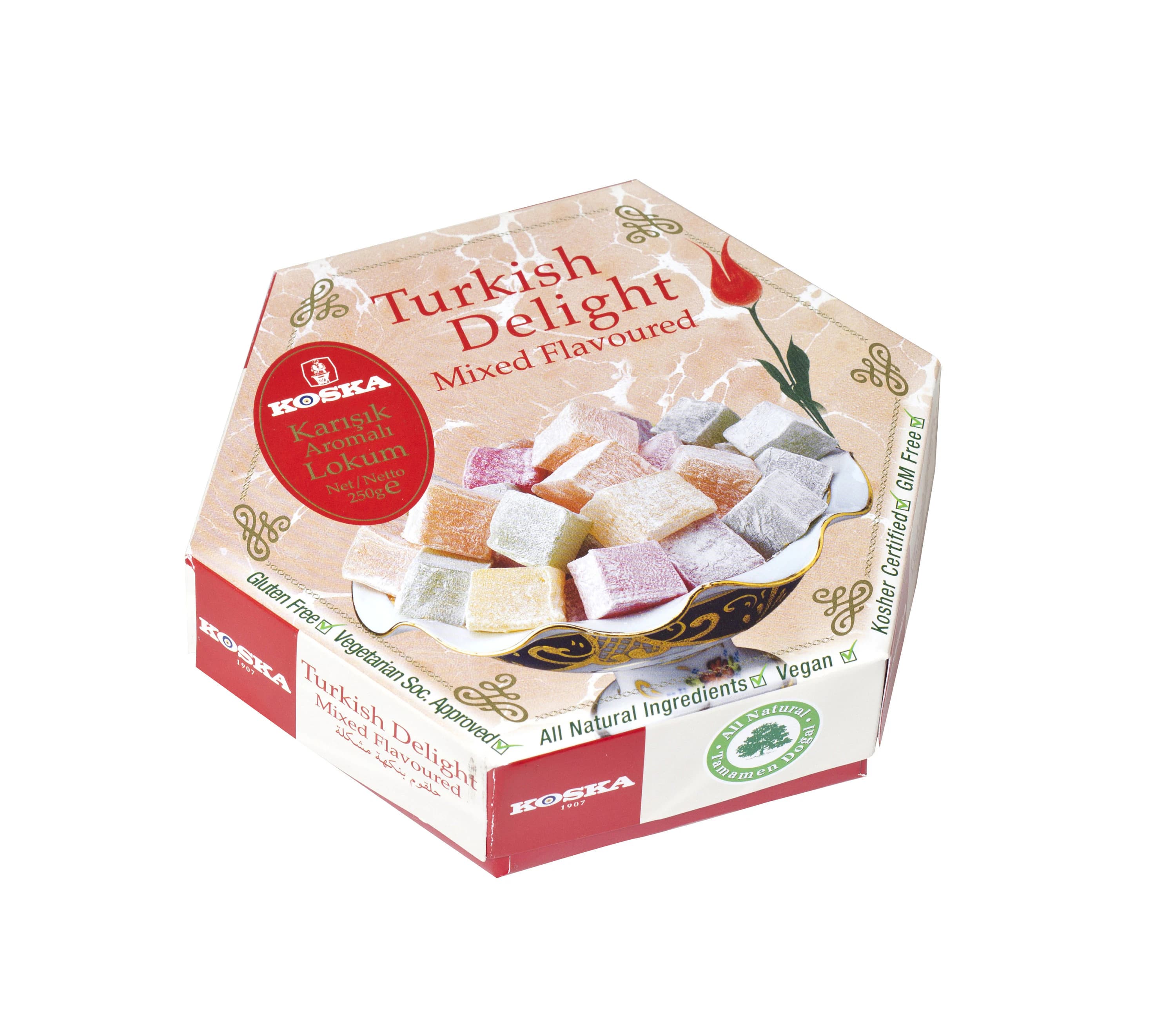 Koska Turkish Delight: Rose Lemon Mixed Nut, Vegan, 250g