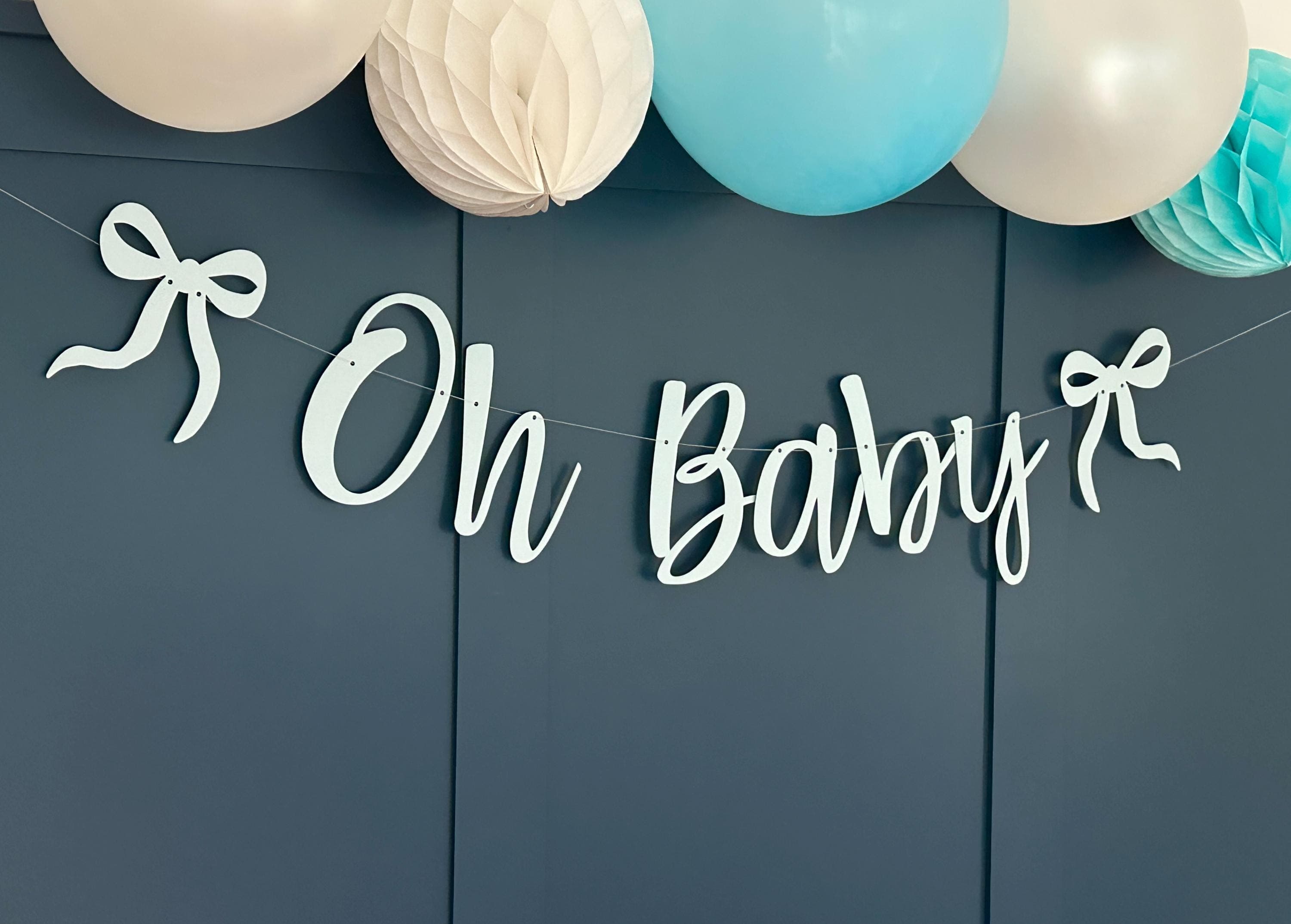 Baby Shower Banner, Bow Ribbon Sign, Baby Shower Bunting, Baby Shower Garland, Custom Baby Shower, Baby Shower Decor, Baby Shower Backdrop - image 5