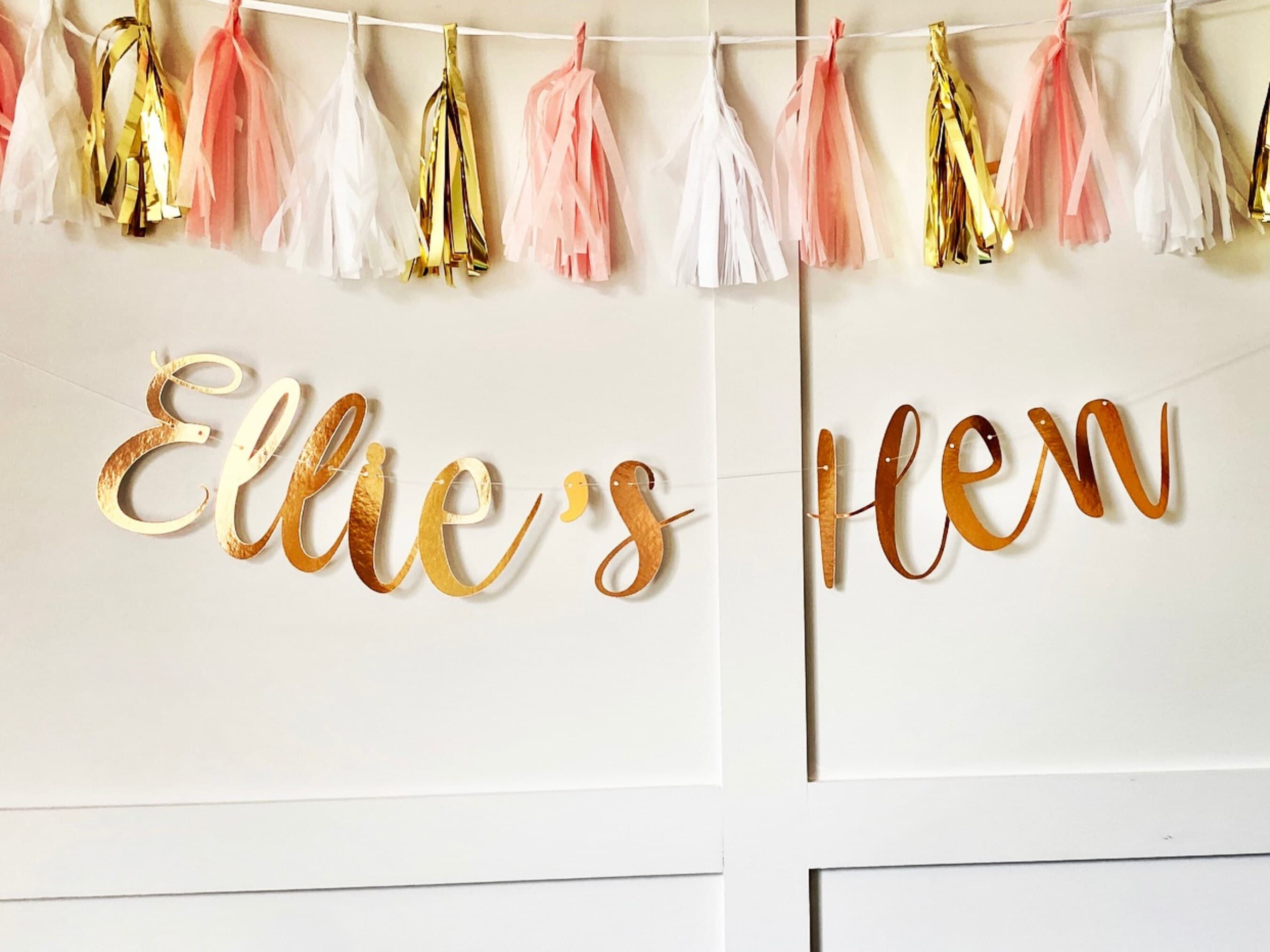 Rose Gold Personalised Hen Party Banner, Bridal Bunting, Rose Gold Hen Do, Rose Gold Hen Party Garland, Team Bride, Mrs to be banner - image 3