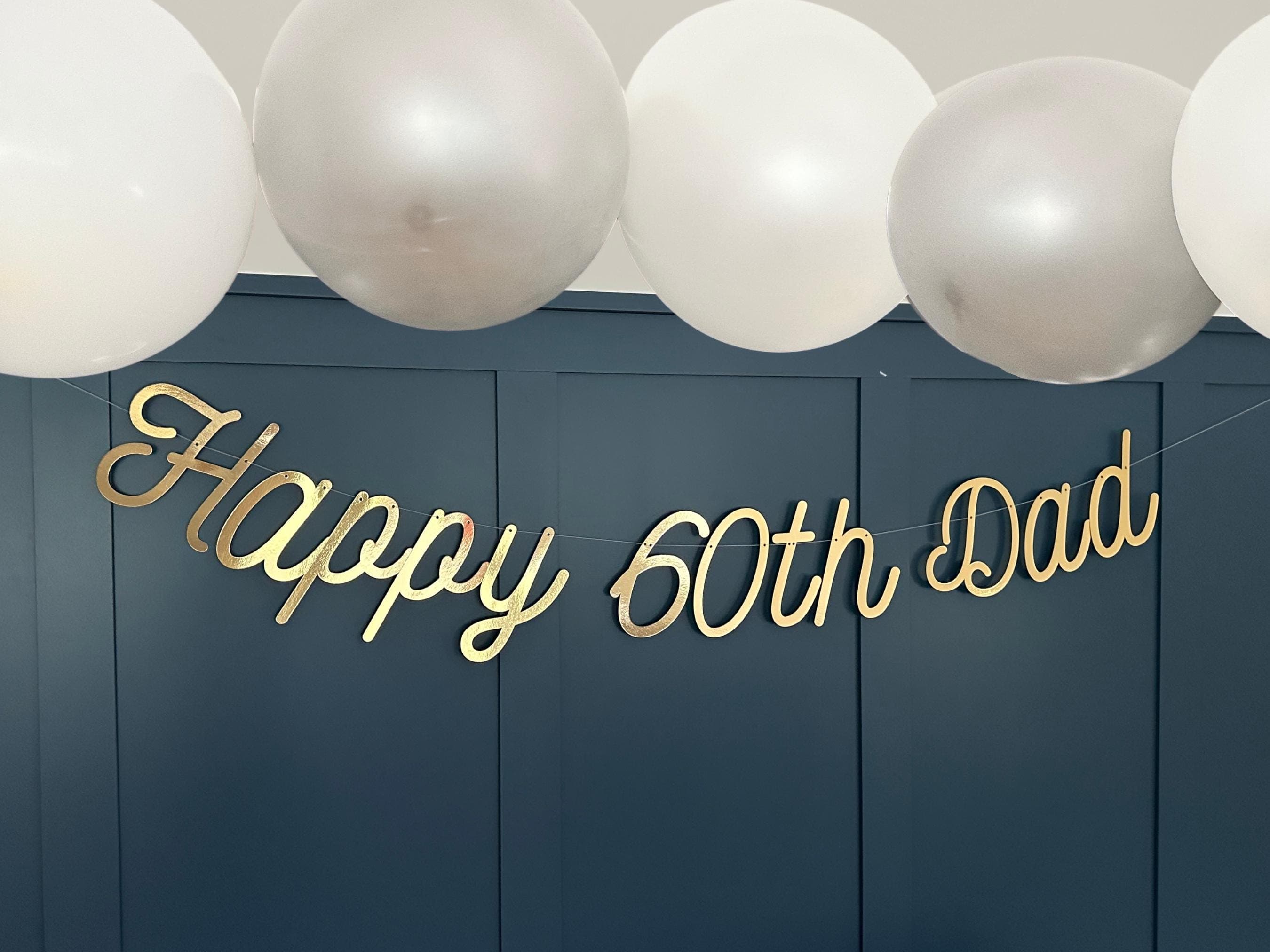 Gold Personalised (any age/colour) 60th Birthday Banner, Turning 60 Banner, 60th Birthday Bunting, Gold Banner, Birthday Sign, 60th Birthday - image 4