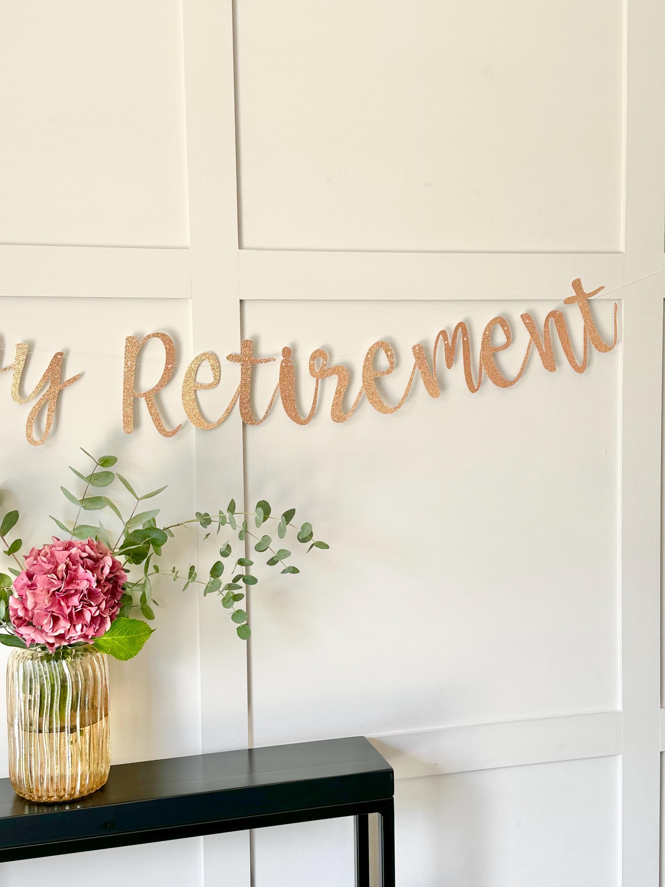 Happy Retirement Banner: Metallic Card Party Decor - image 3