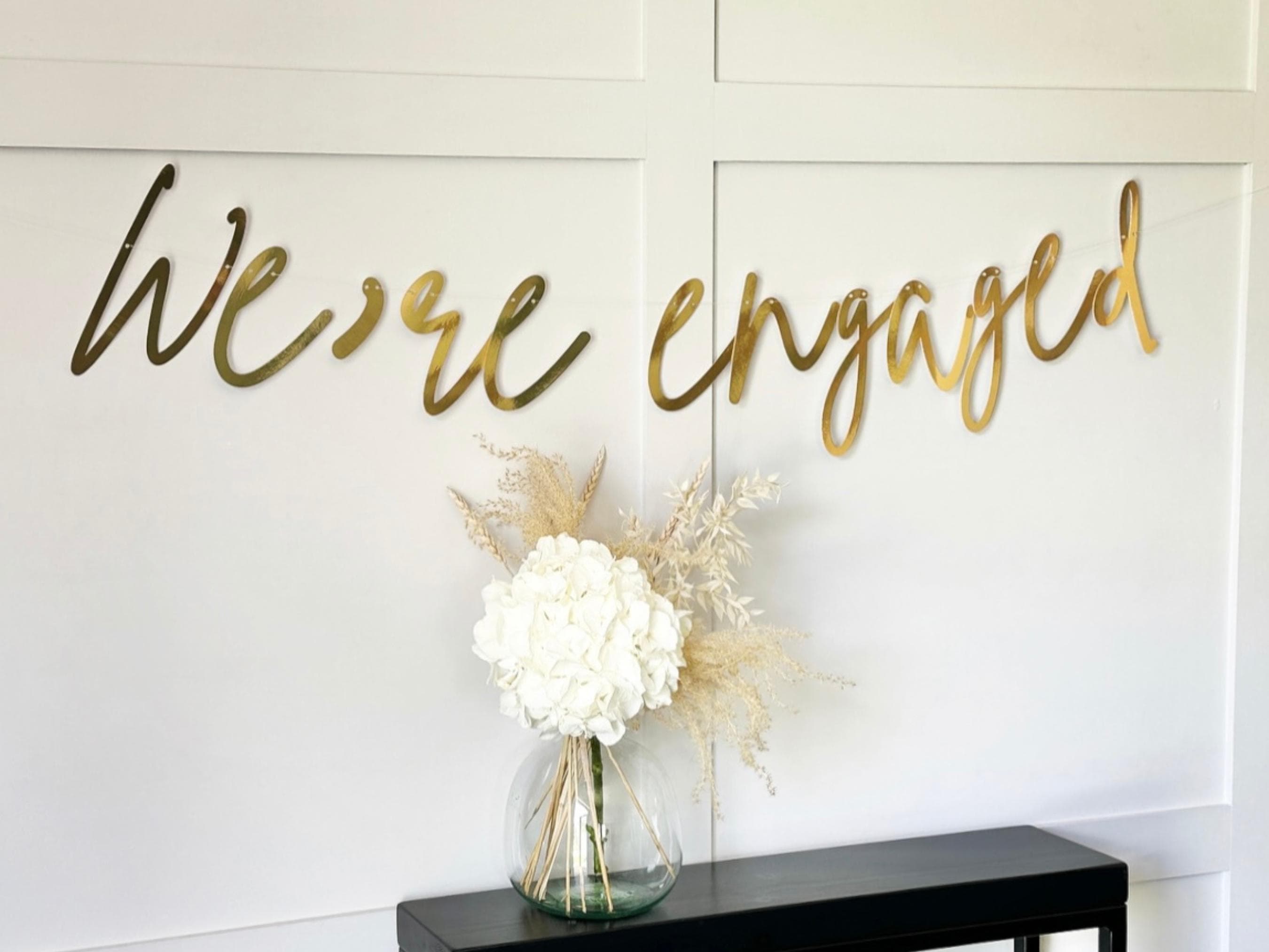 Engagement / Wedding Banner, Gold Custom Banner, Custom Bunting, Engagement Banner, Gold Name Bunting, Engaged Sign, We're Engaged Backdrop - image 3