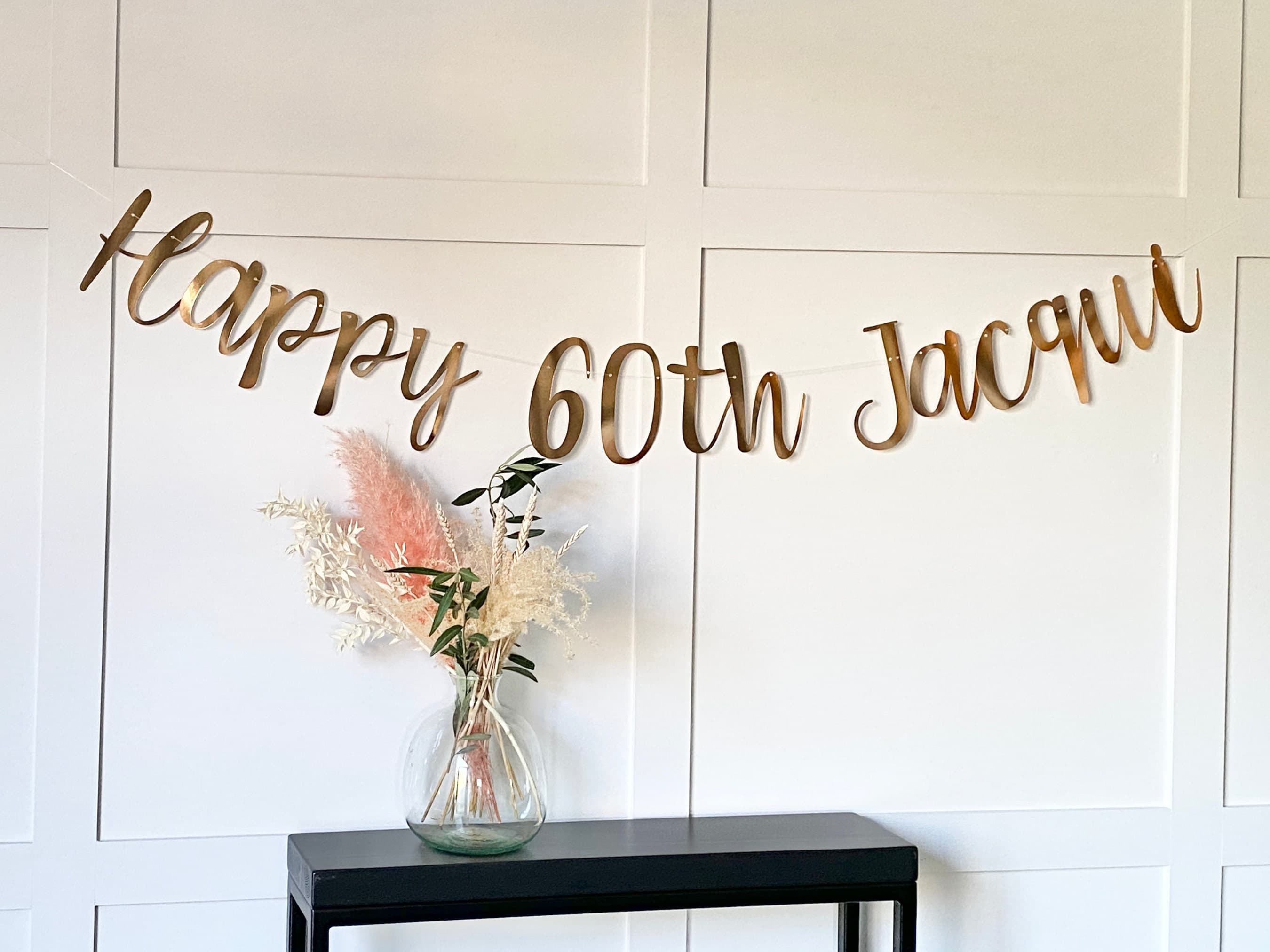 Personalised (any age/colour) 60th Birthday Banner, Turning 60 Banner, 60th Birthday Bunting, Gold Banner, Birthday Sign, 60th Sign Backdrop - image 4
