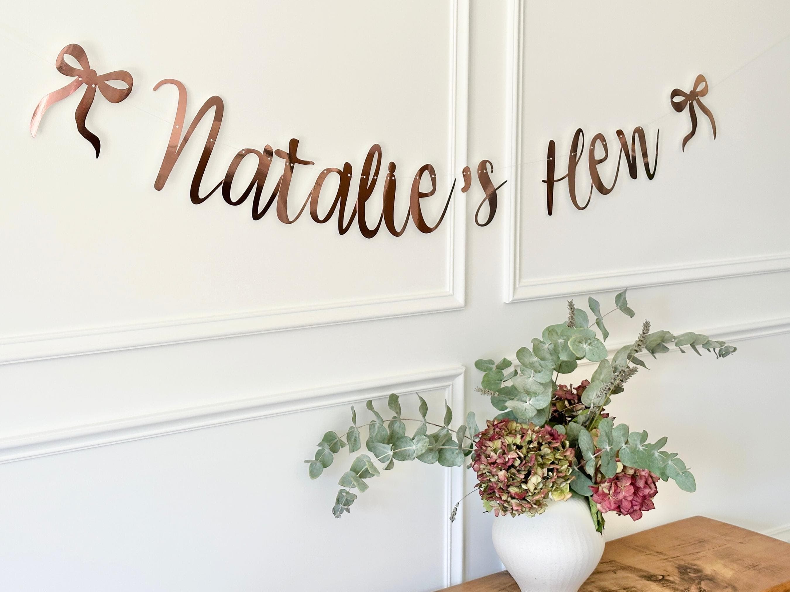Personalised Hen Party Banner, Bridal Bunting, Hen Do, Rose Gold Hen Party Garland, Team Bride, Mrs to be banner, Miss to Mrs, Hen Sign - image 3