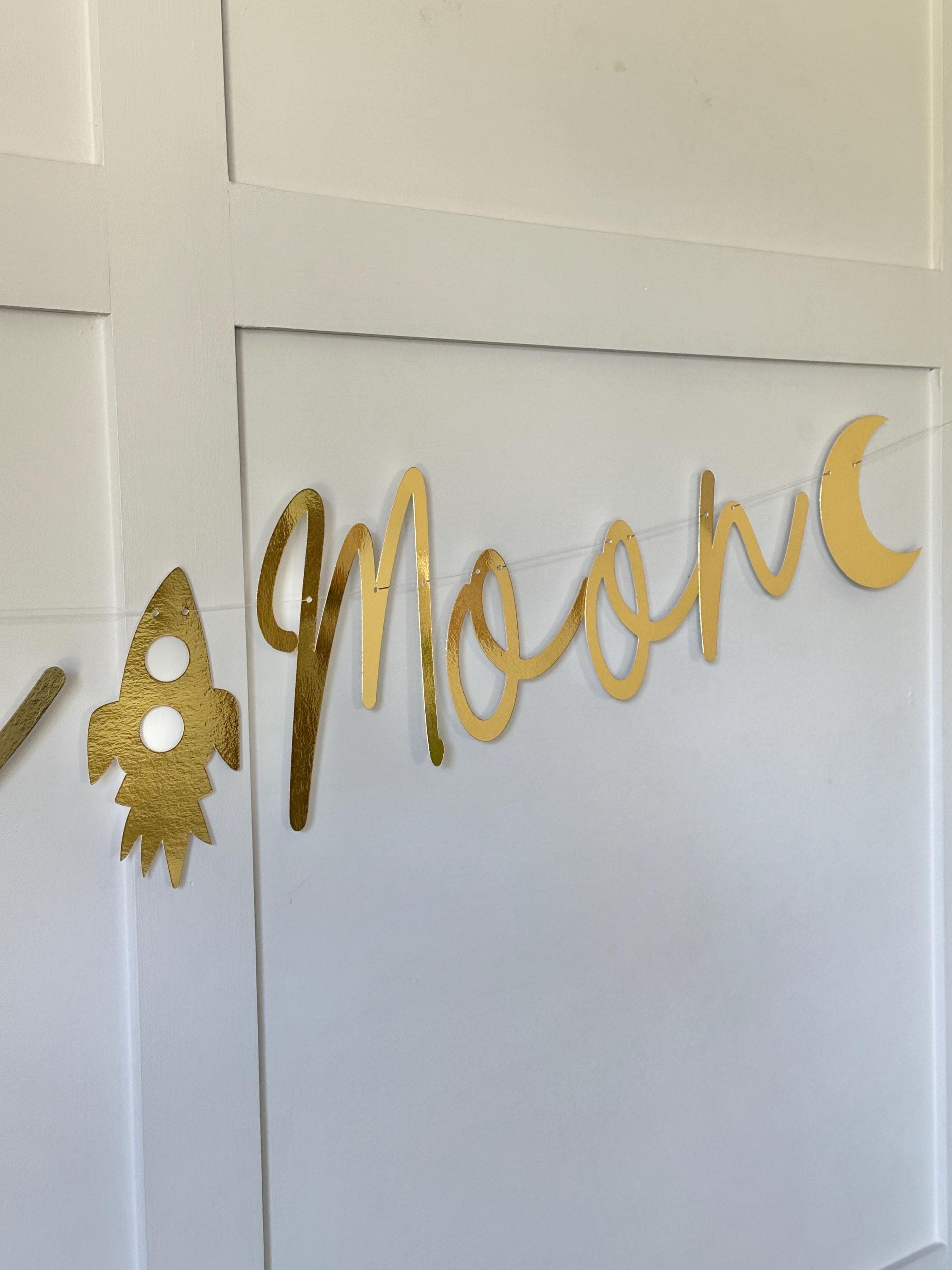Two the Moon Banner: Metallic 2nd Birthday, Space Theme - image 5