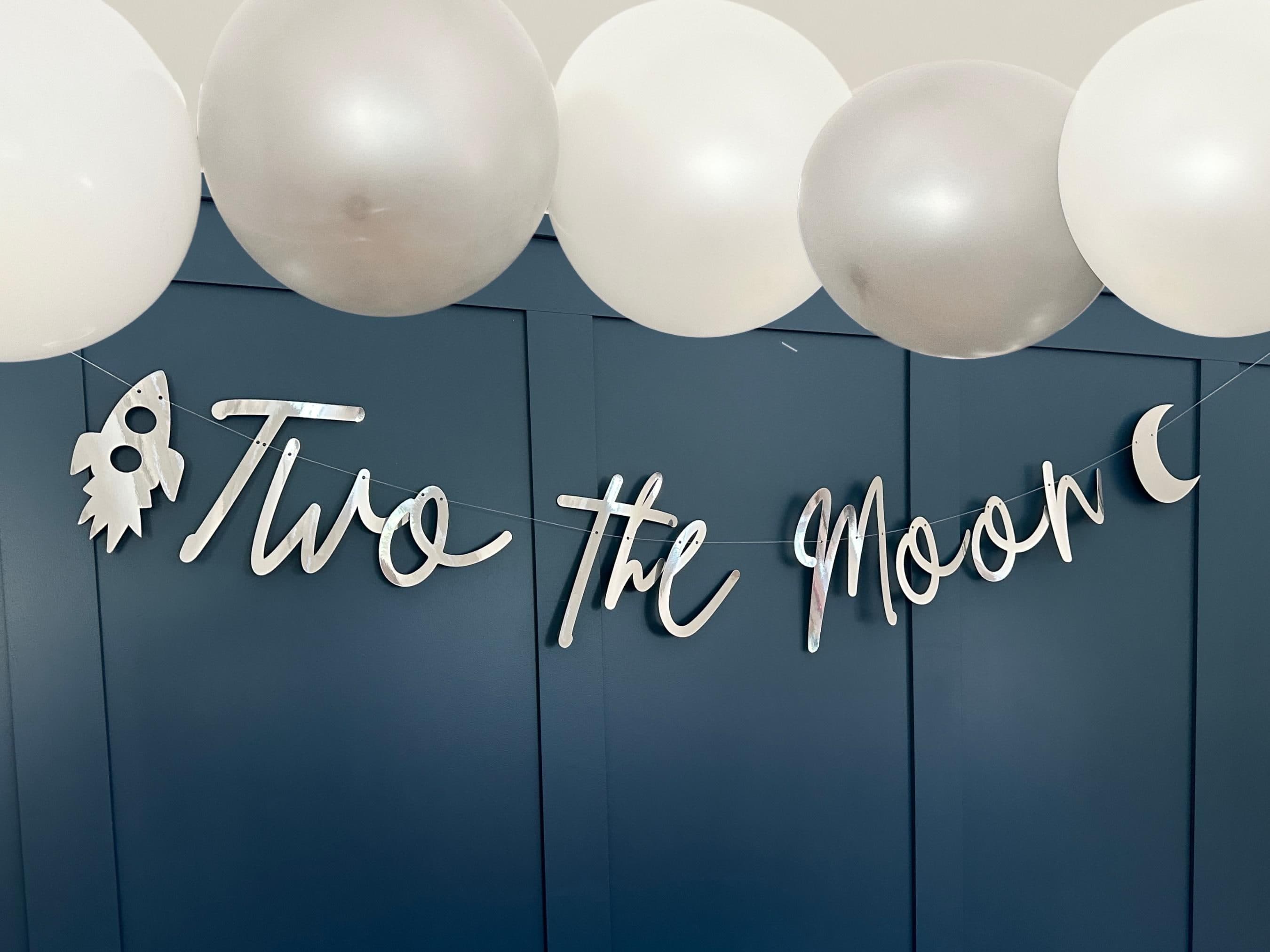 Two the Moon Banner: Metallic 2nd Birthday, Space Theme