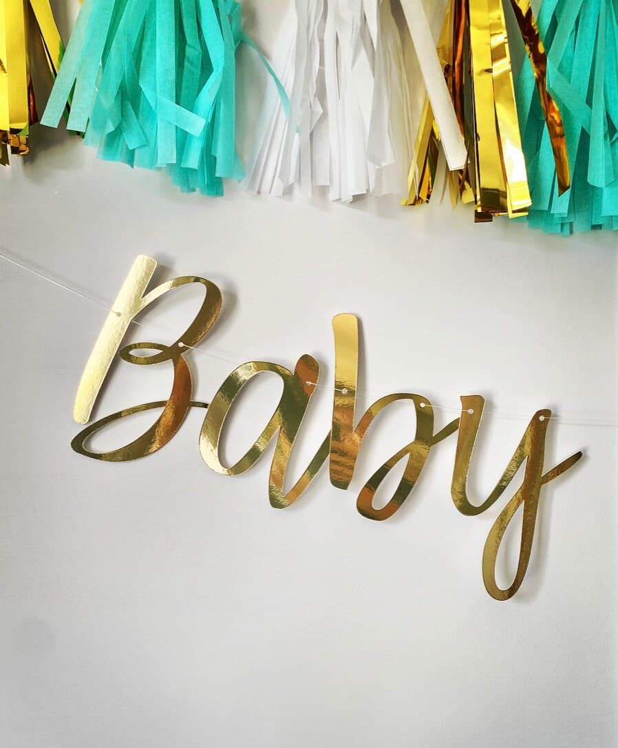 Gold Personalised (any colour) Baby Shower Banner, Gold Baby Shower Bunting, Baby Shower Banner, Baby Shower Garland, Baby Shower Decor - image 3