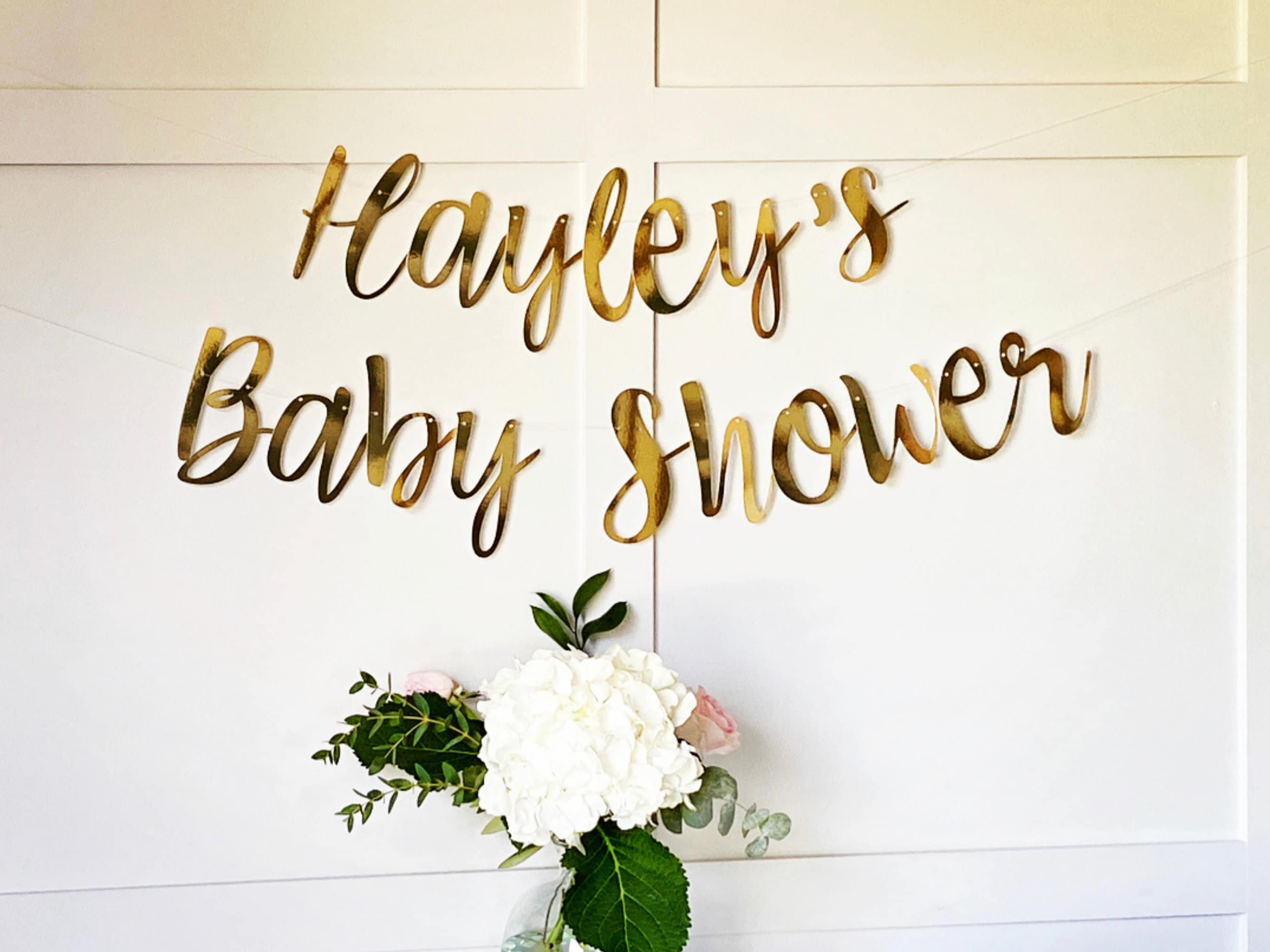 Gold Personalised (any colour) Baby Shower Banner, Gold Baby Shower Bunting, Baby Shower Banner, Baby Shower Garland, Baby Shower Decor
