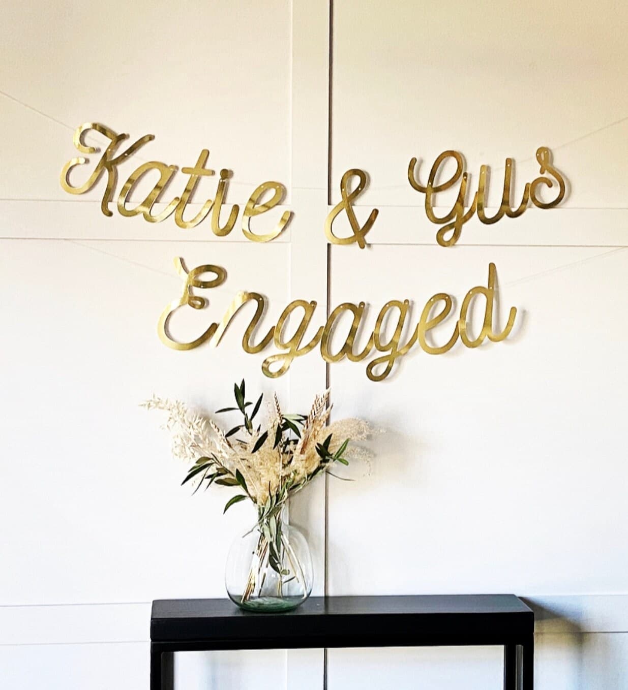 Personalized Gold Wedding Banner: Handmade Metallic Cardstock Engagement Bunting - image 5